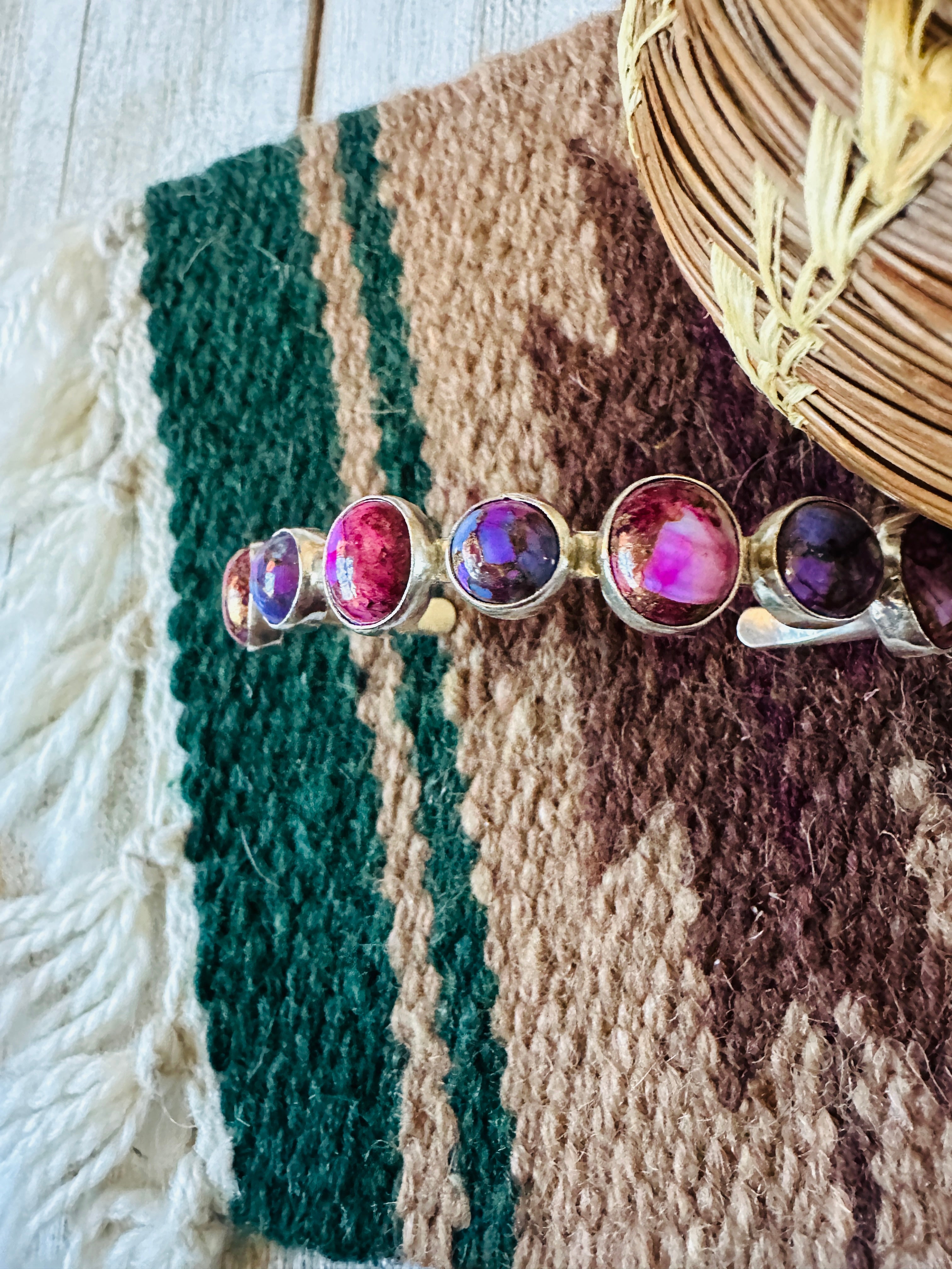 Navajo Sterling Silver & Pink Dream Mojave Cuff Bracelet