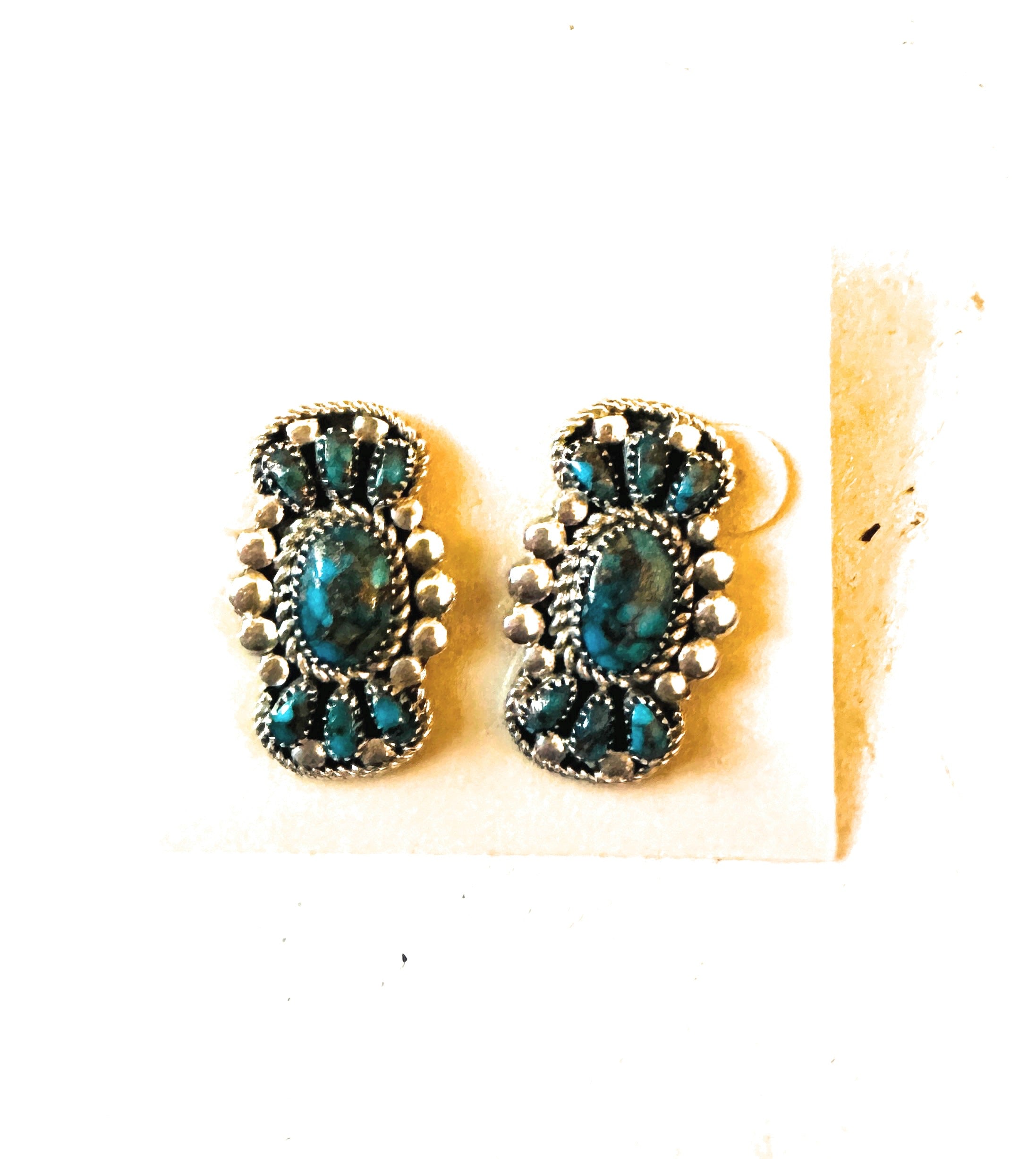 Navajo Kingman Web Turquoise & Sterling Silver Post Earrings