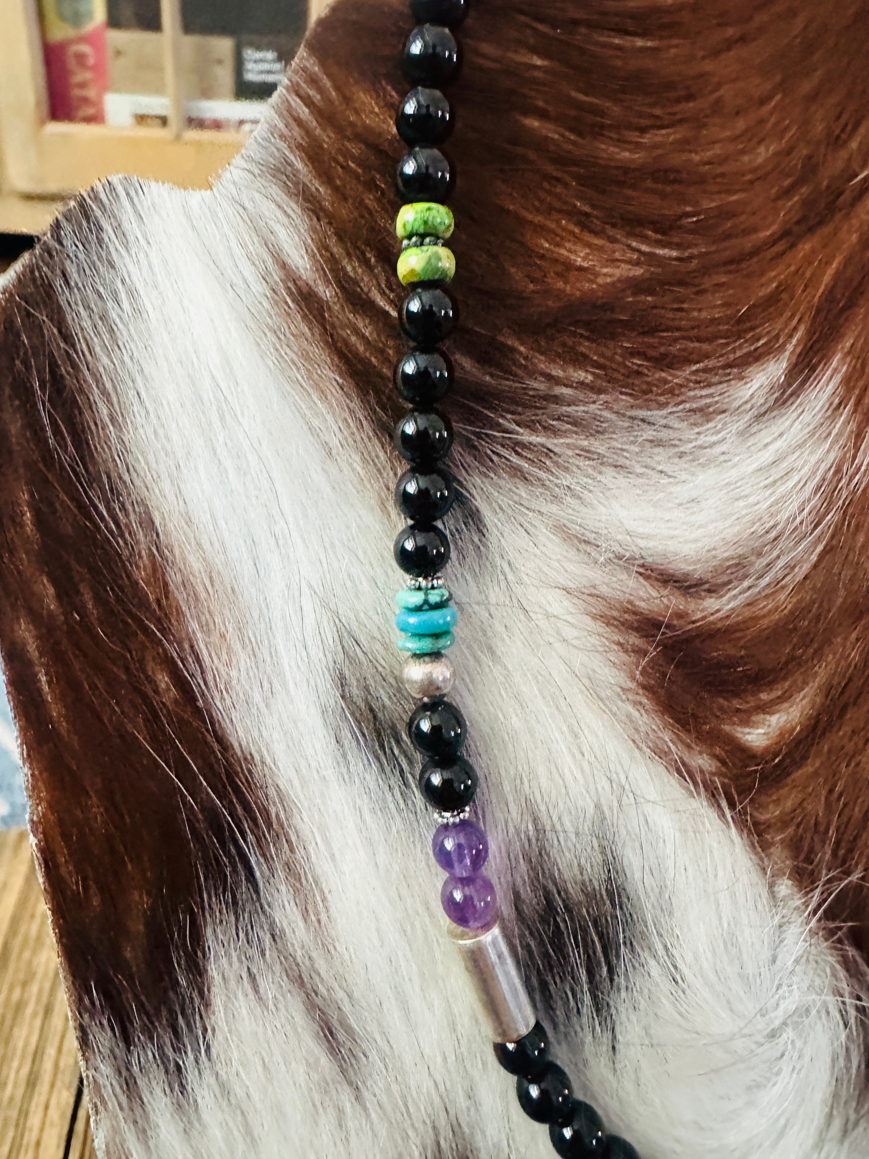 Handcrafted Multi Stone & Sterling Silver Beaded 18” Necklace by T & R Singer