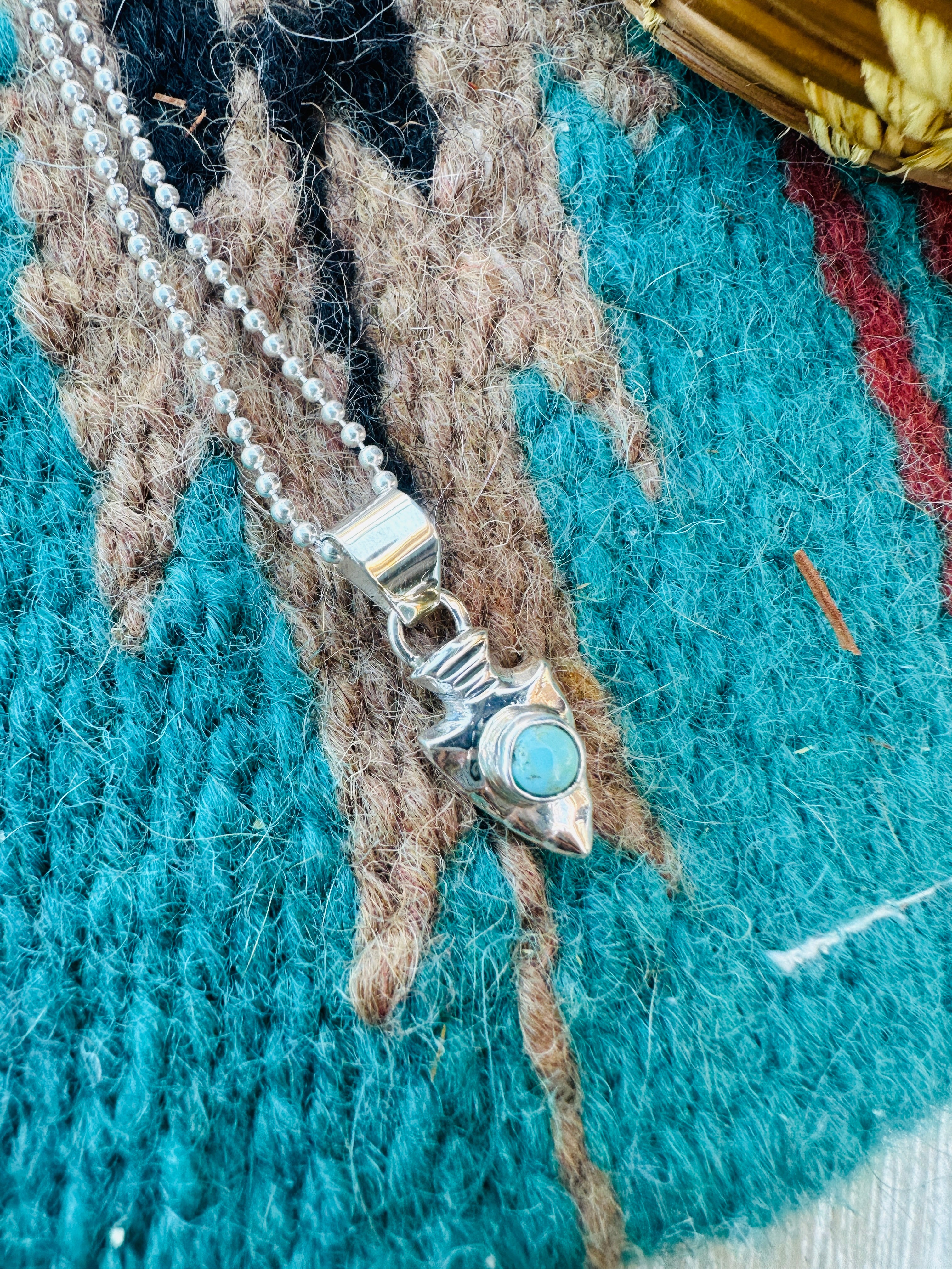 Handcrafted Sterling Silver and Turquoise Arrowhead Mini Pendant