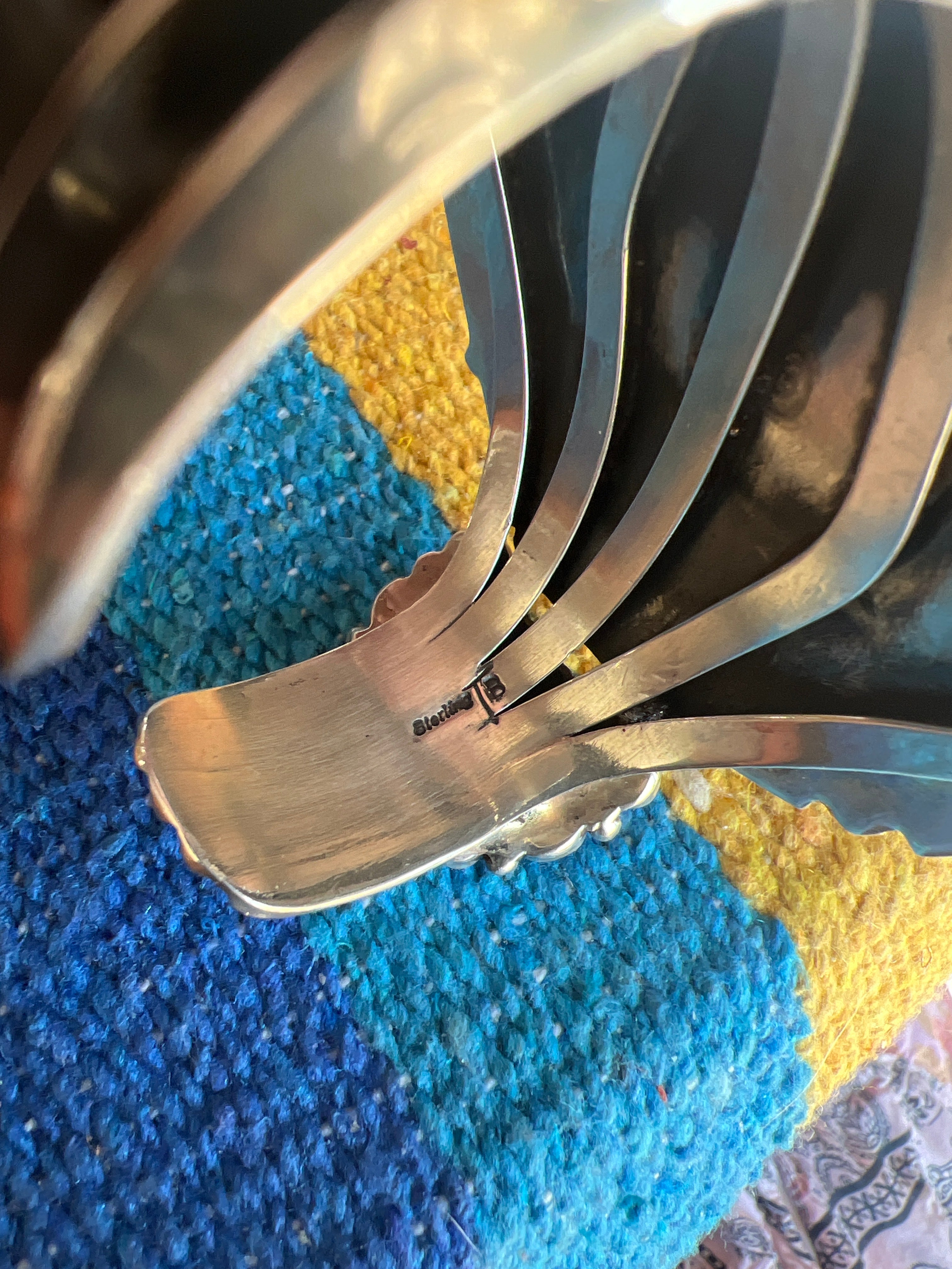 Handcrafted Sterling Silver and Purple Spiny Oyster Cuff Bracelet by Tyler Brown /