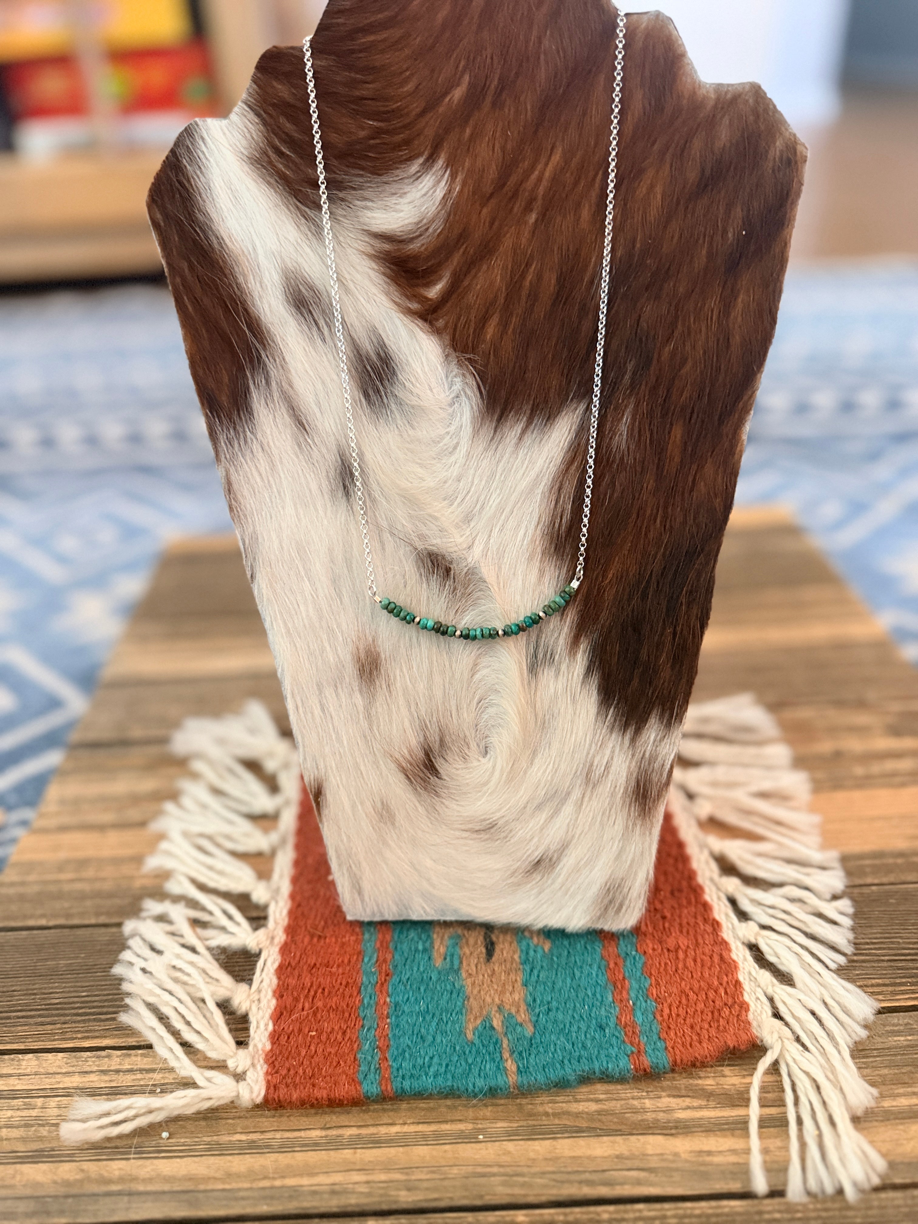 Handmade Sterling Silver & Turquoise Beaded Necklace