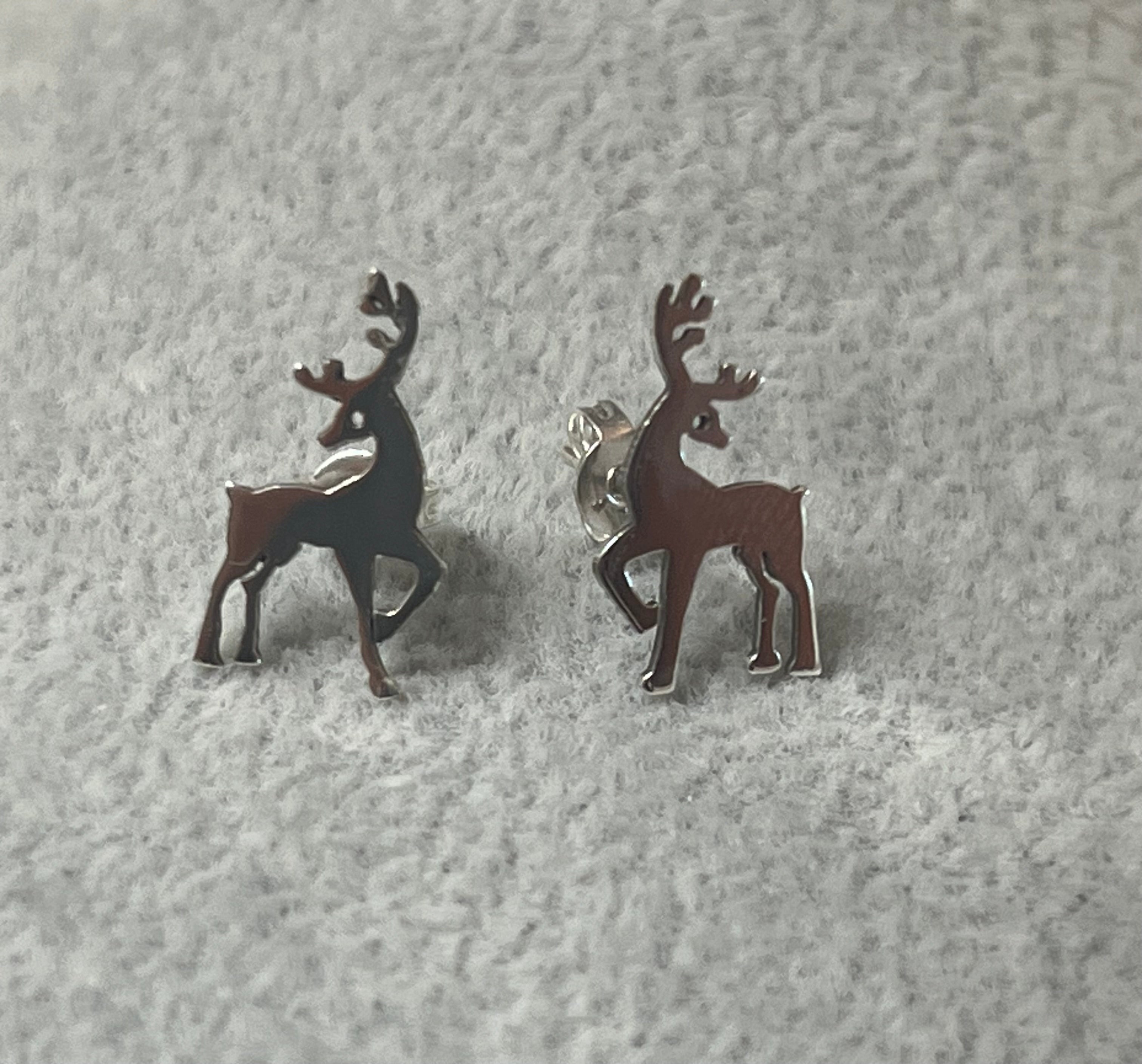 Sterling Silver Reindeer Earrings On Post