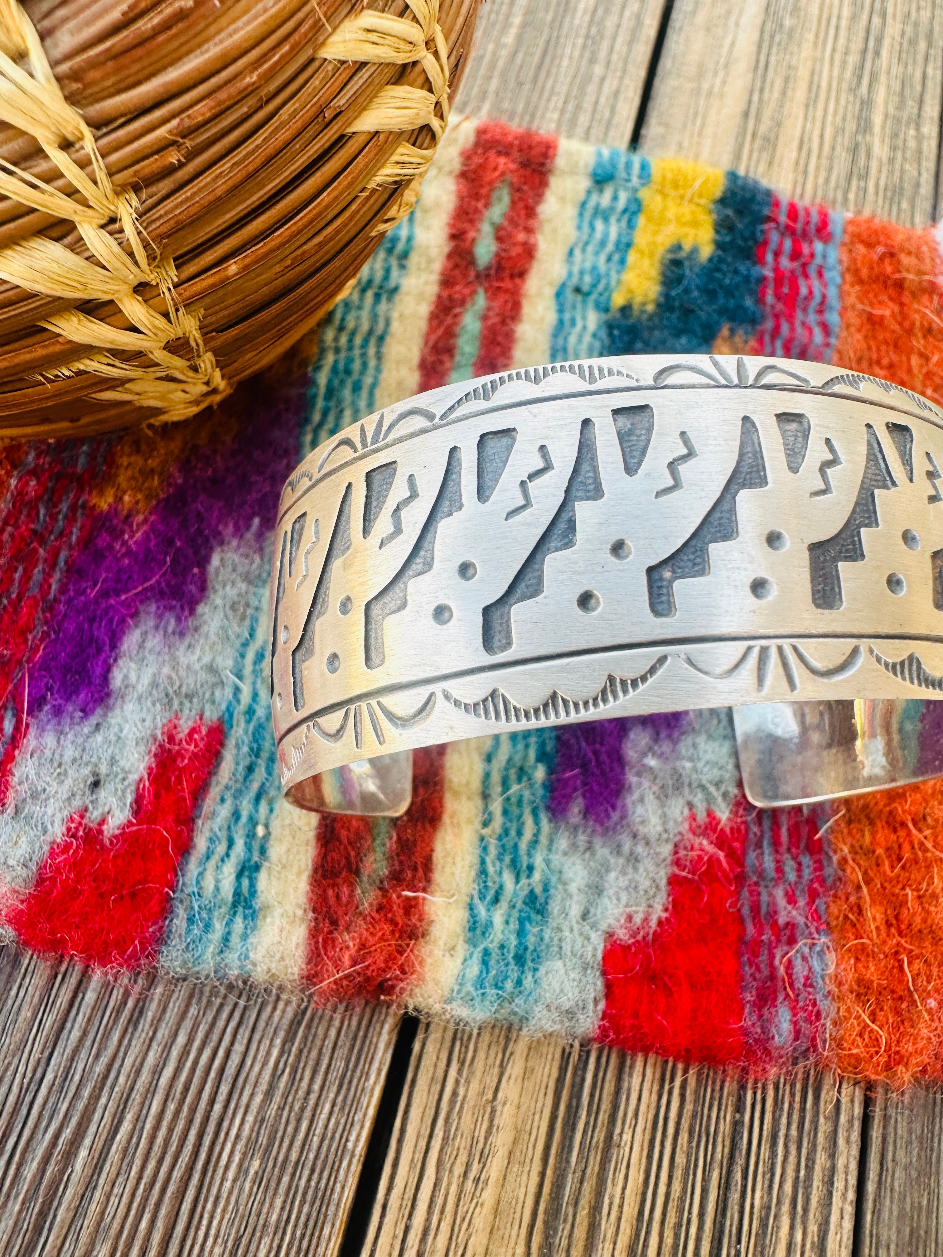 Hand Stamped Sterling Silver Cuff Bracelet