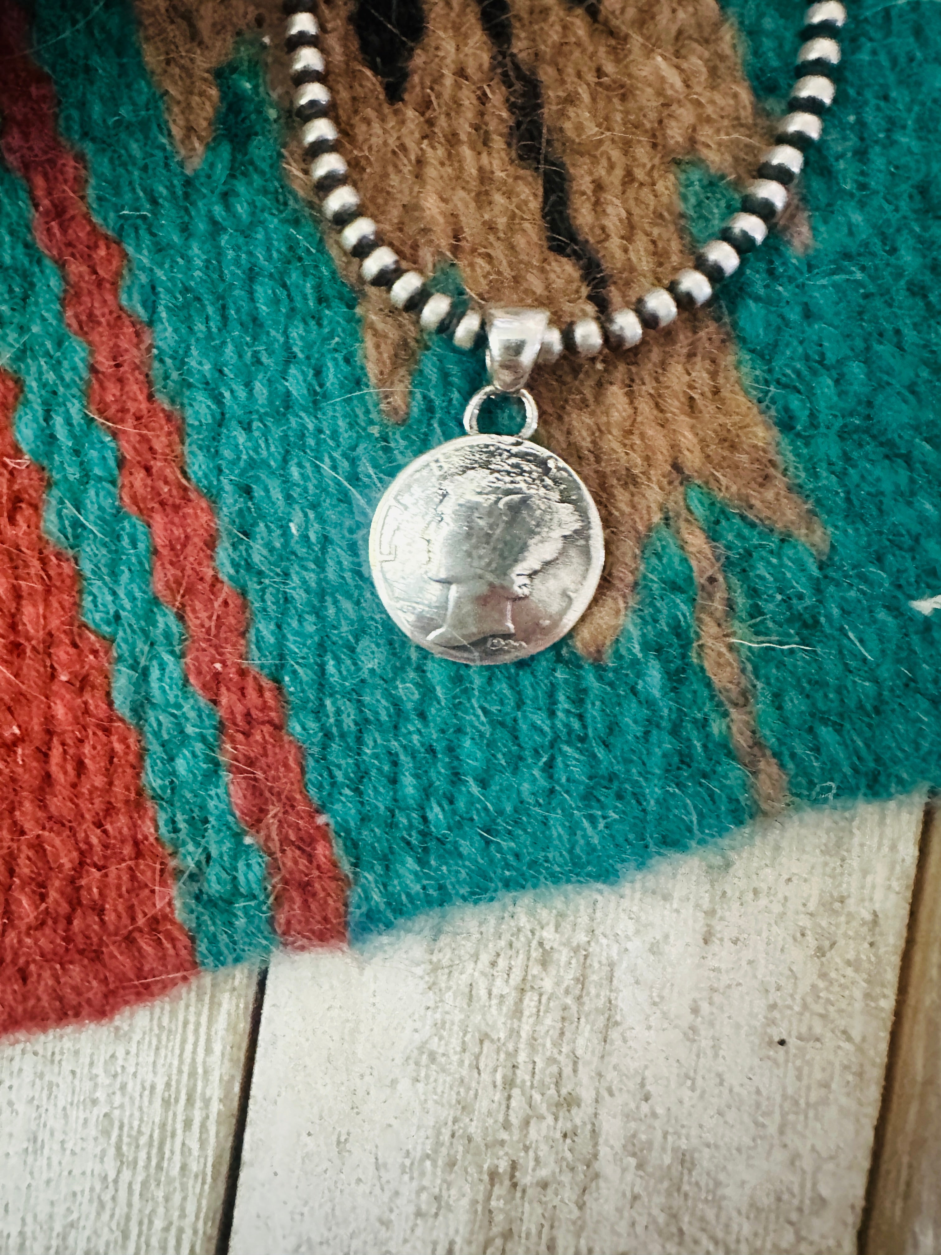 Navajo Sterling Silver  Liberty Dime Pendant