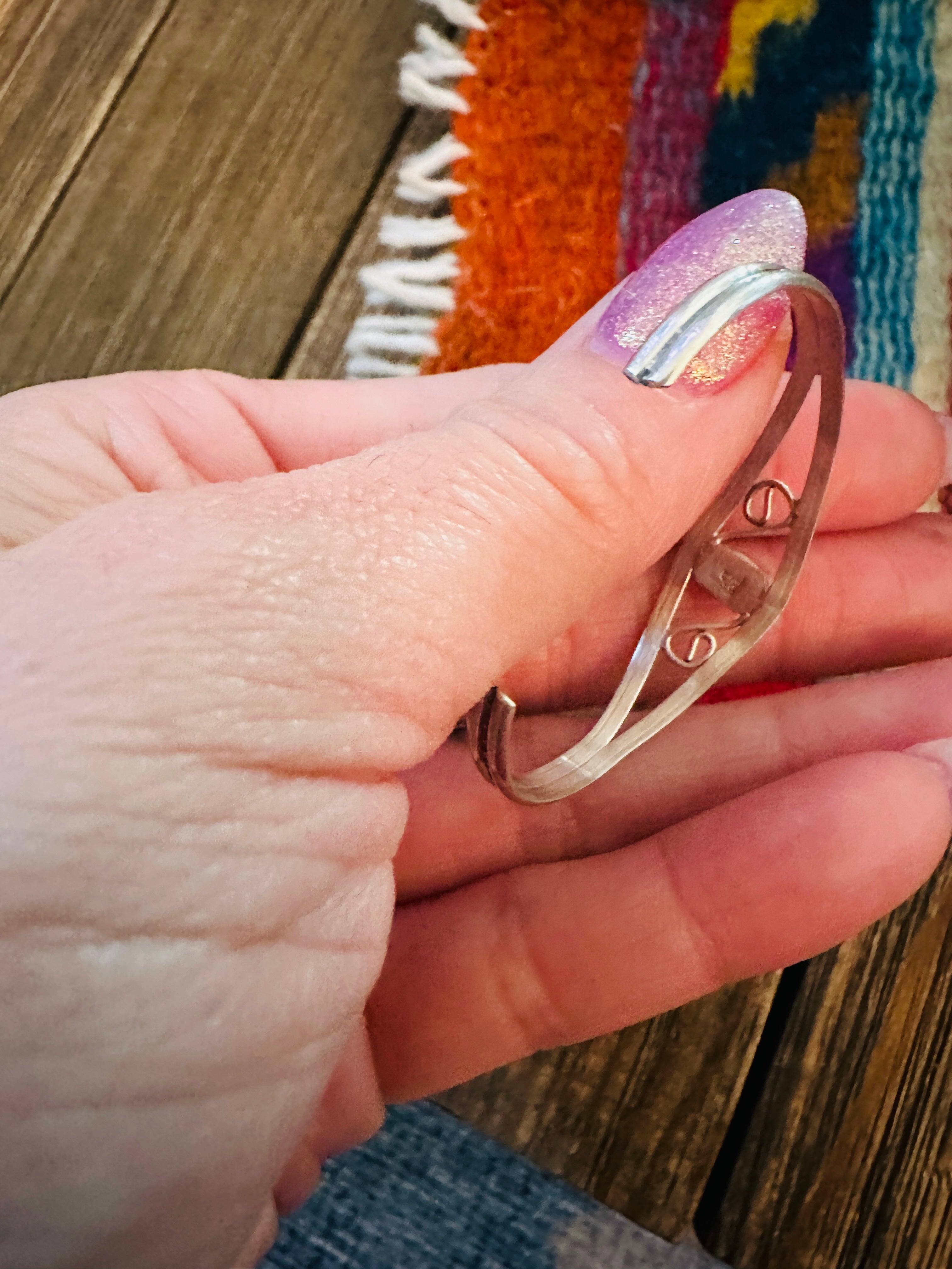 Handcrafted Hematite & Sterling Silver Baby Cuff Bracelet