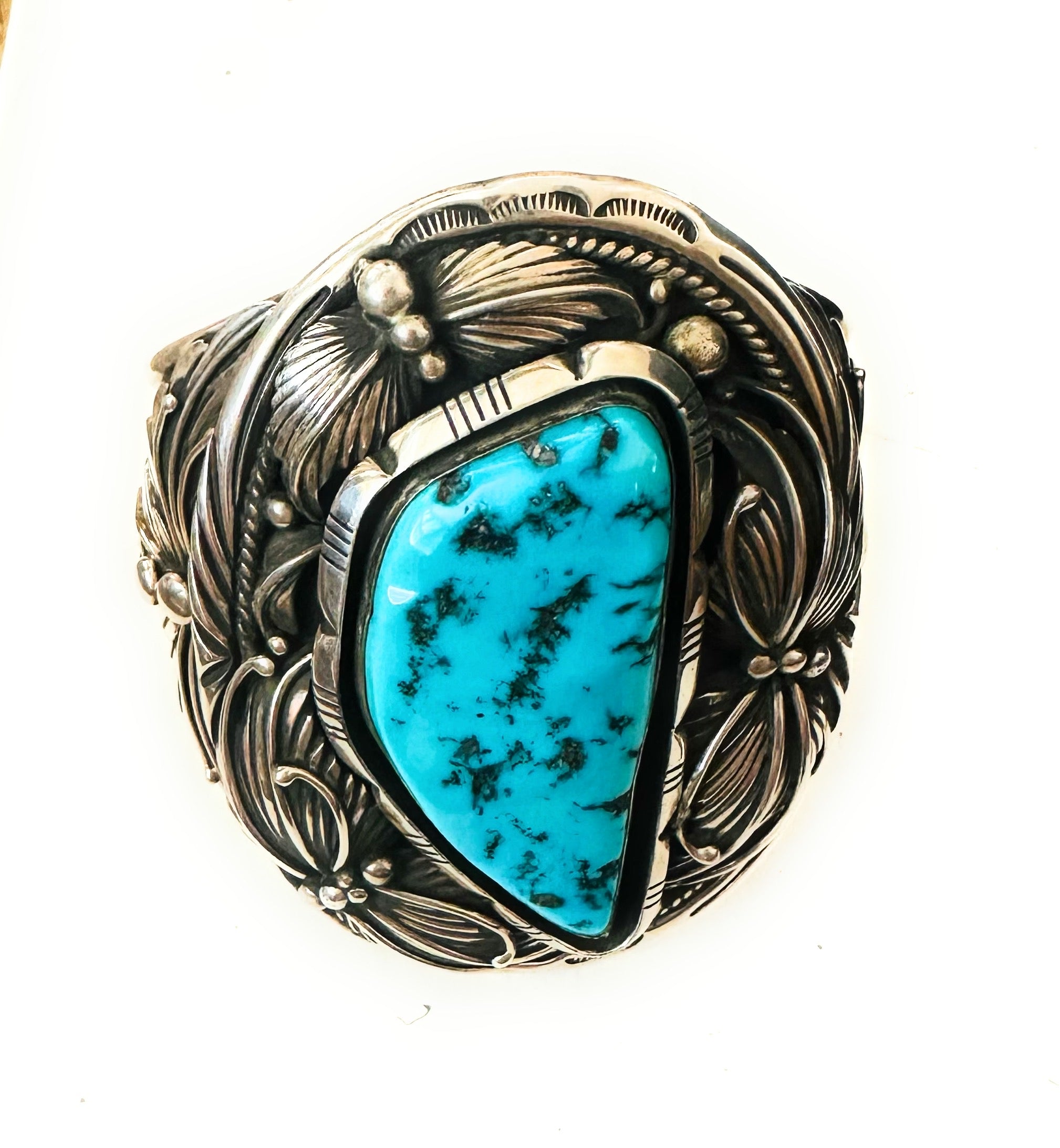 Navajo Old Pawn Kingman Turquoise & Sterling Silver Cuff Bracelet