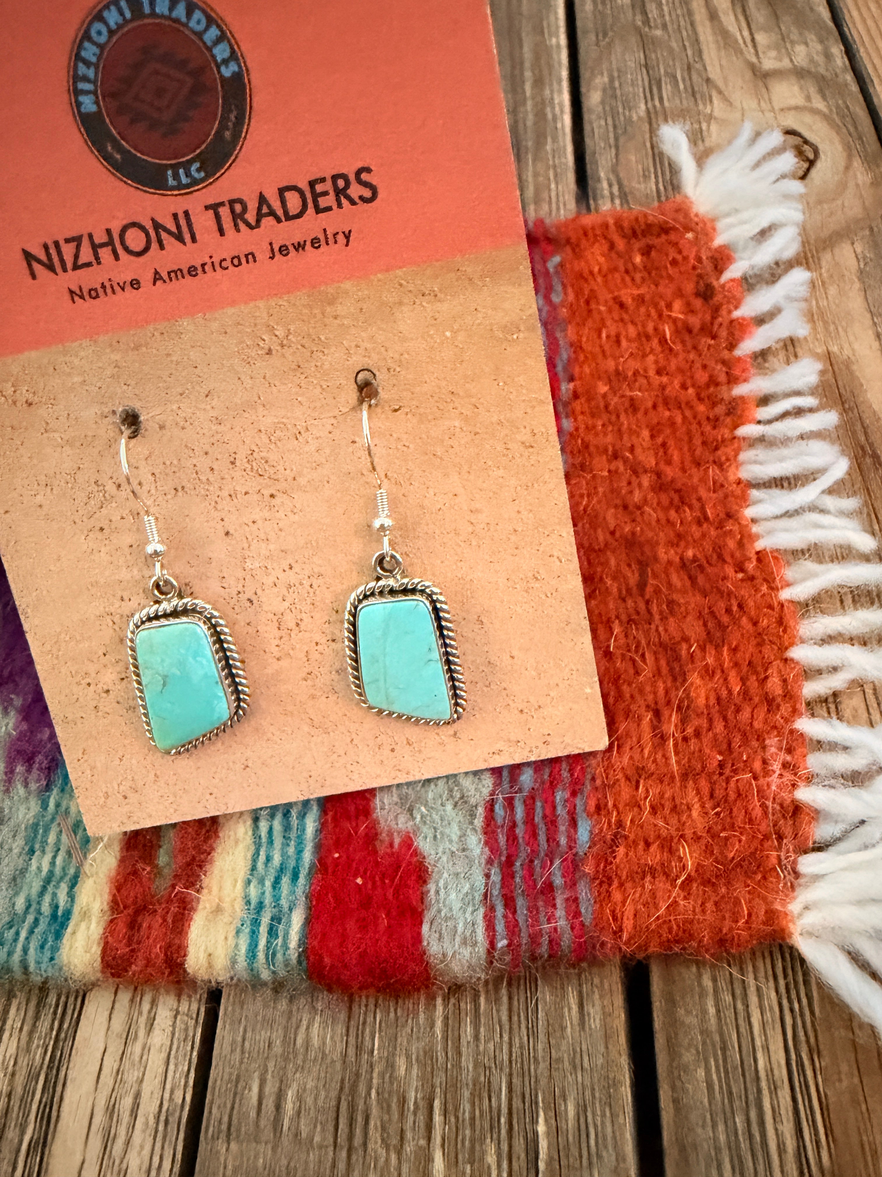 Handcrafted Turquoise & Sterling Silver Dangle Earrings