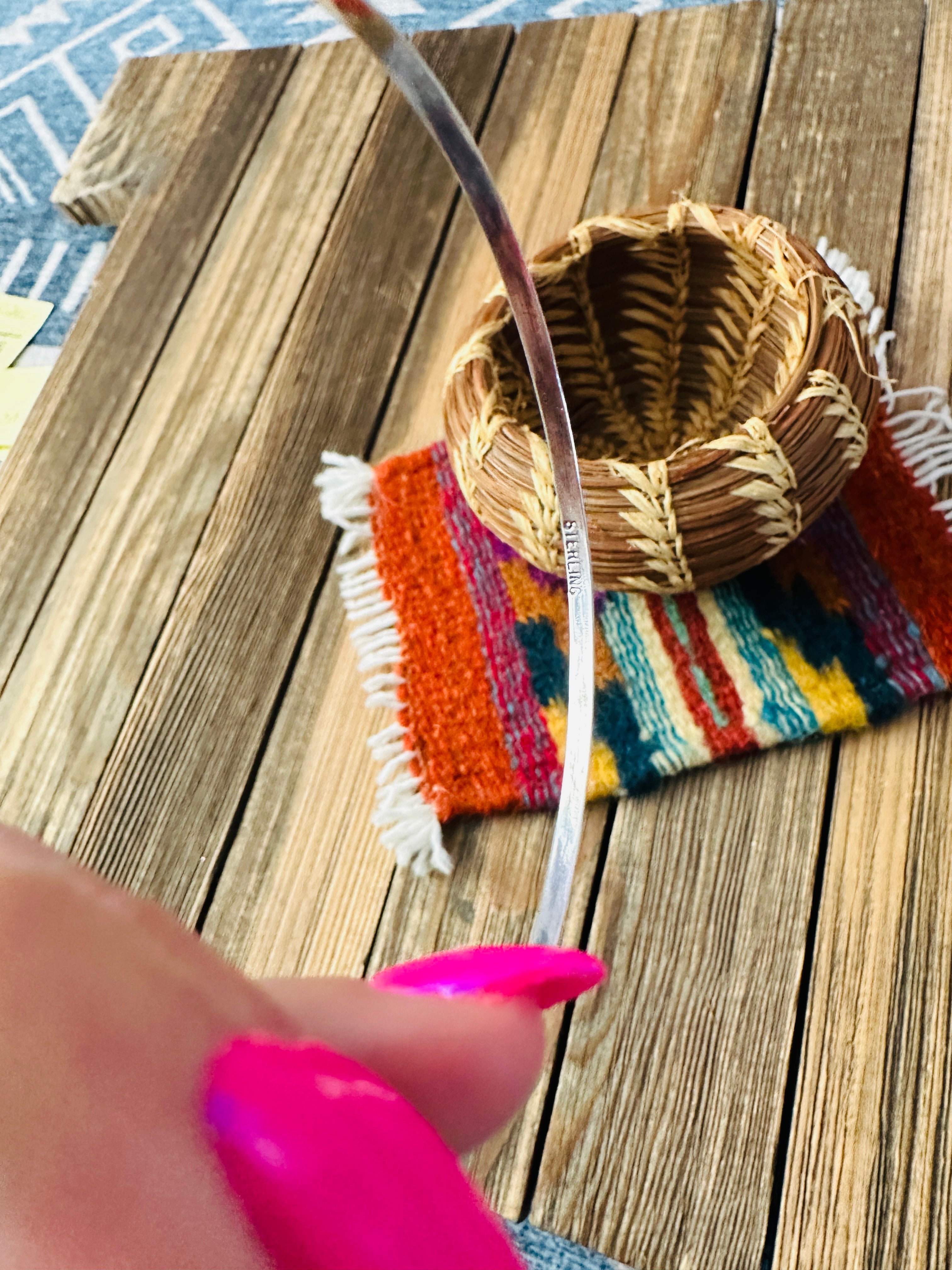 Hand Stamped Sterling Silver Bangle Bracelet