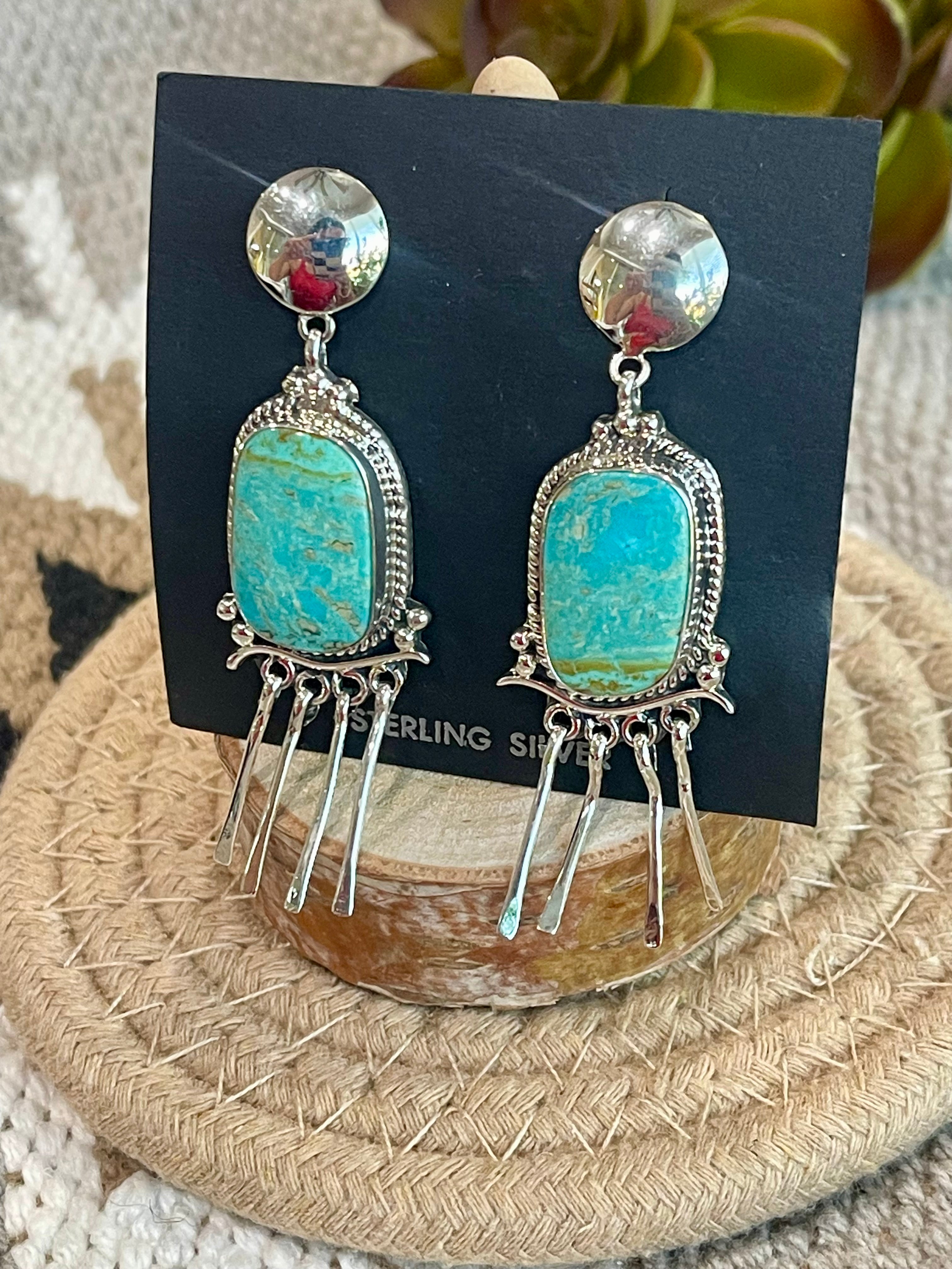 Navajo Sterling Silver & Turquoise Dangle Earrings