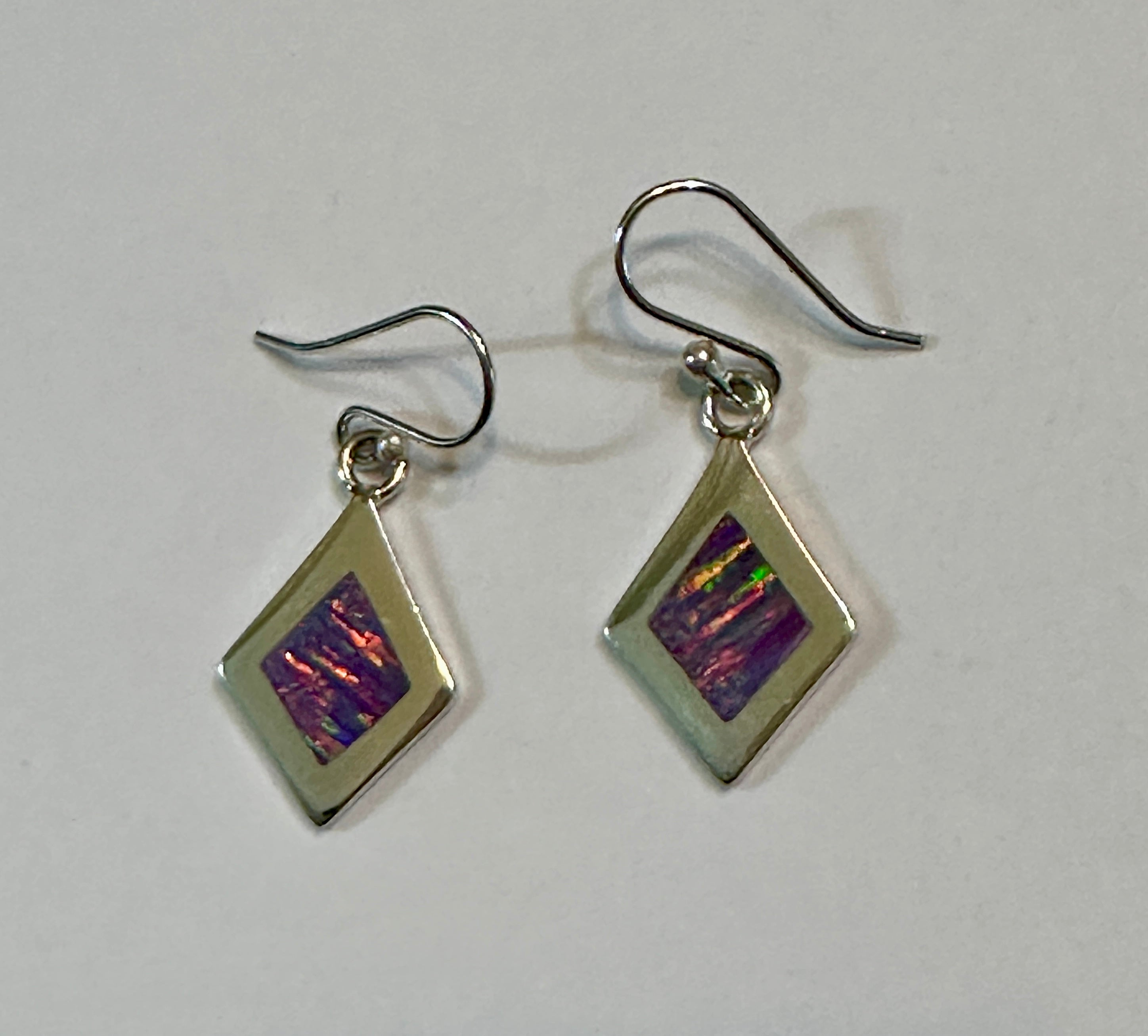 Lilac Opal Inlay Earrings on Hook