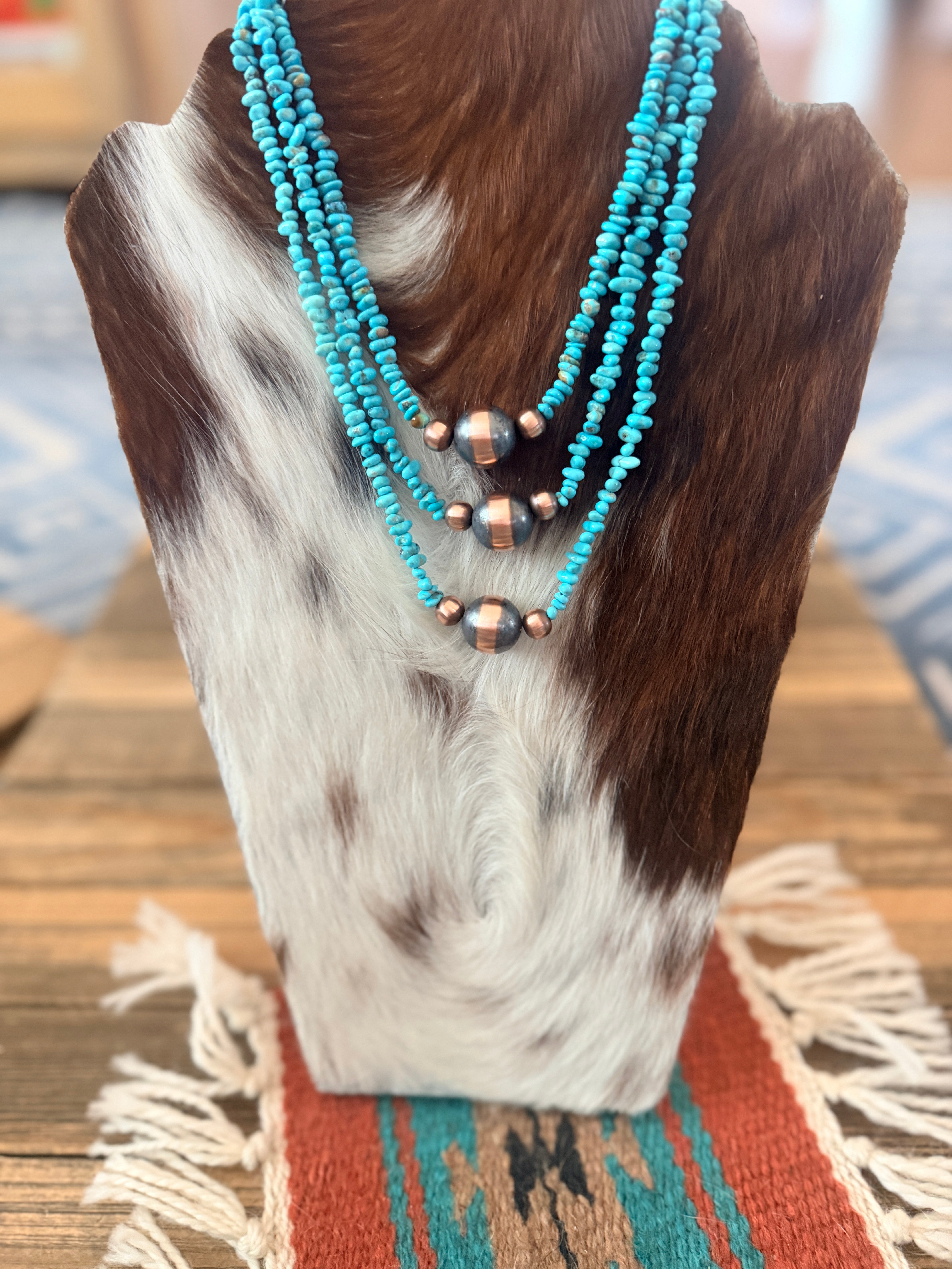 Handcrafted Turquoise & Copper Beaded Necklace