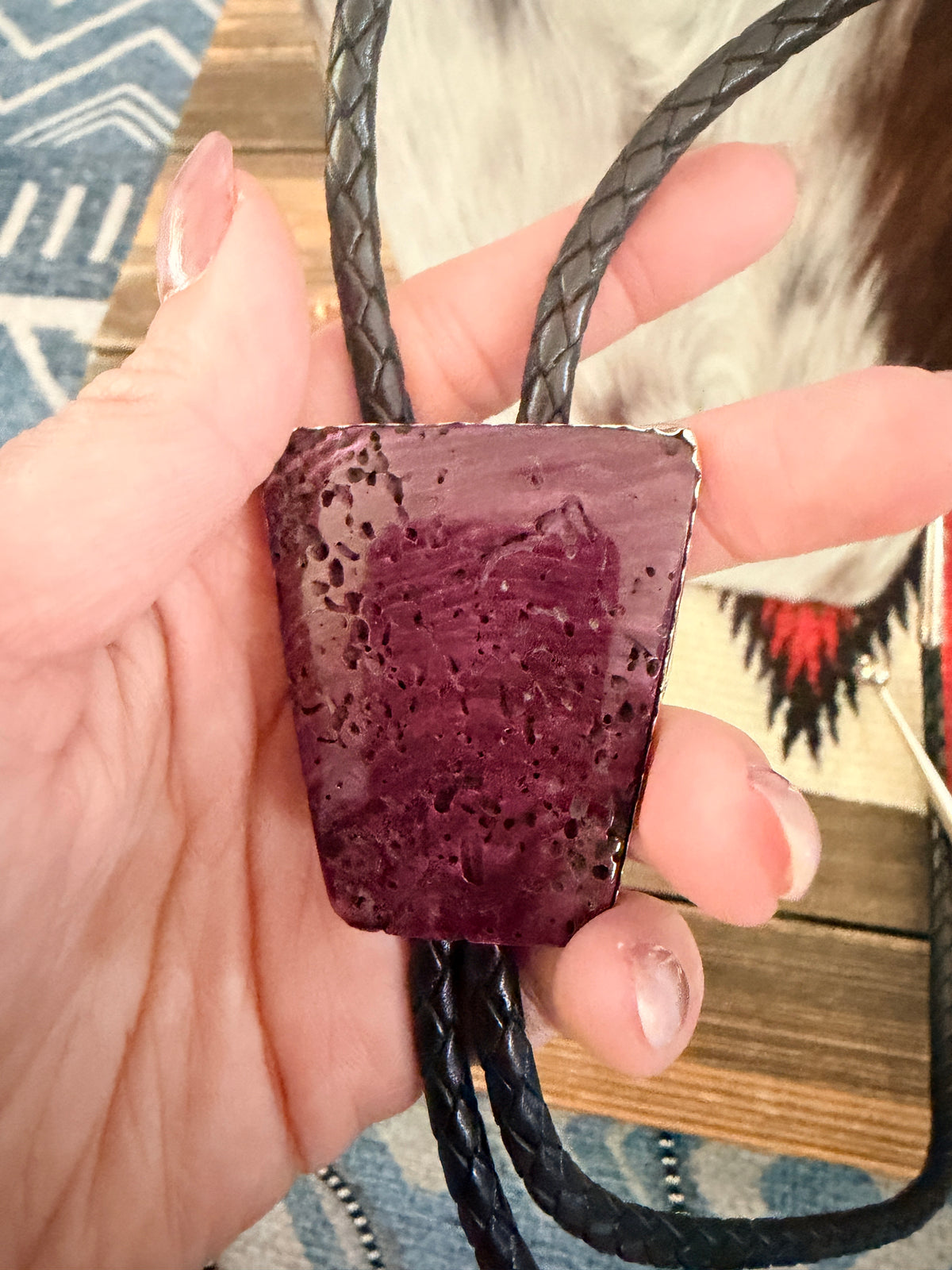 Handcrafted Sterling Silver & Purple Spiny Oyster Bolo Tie