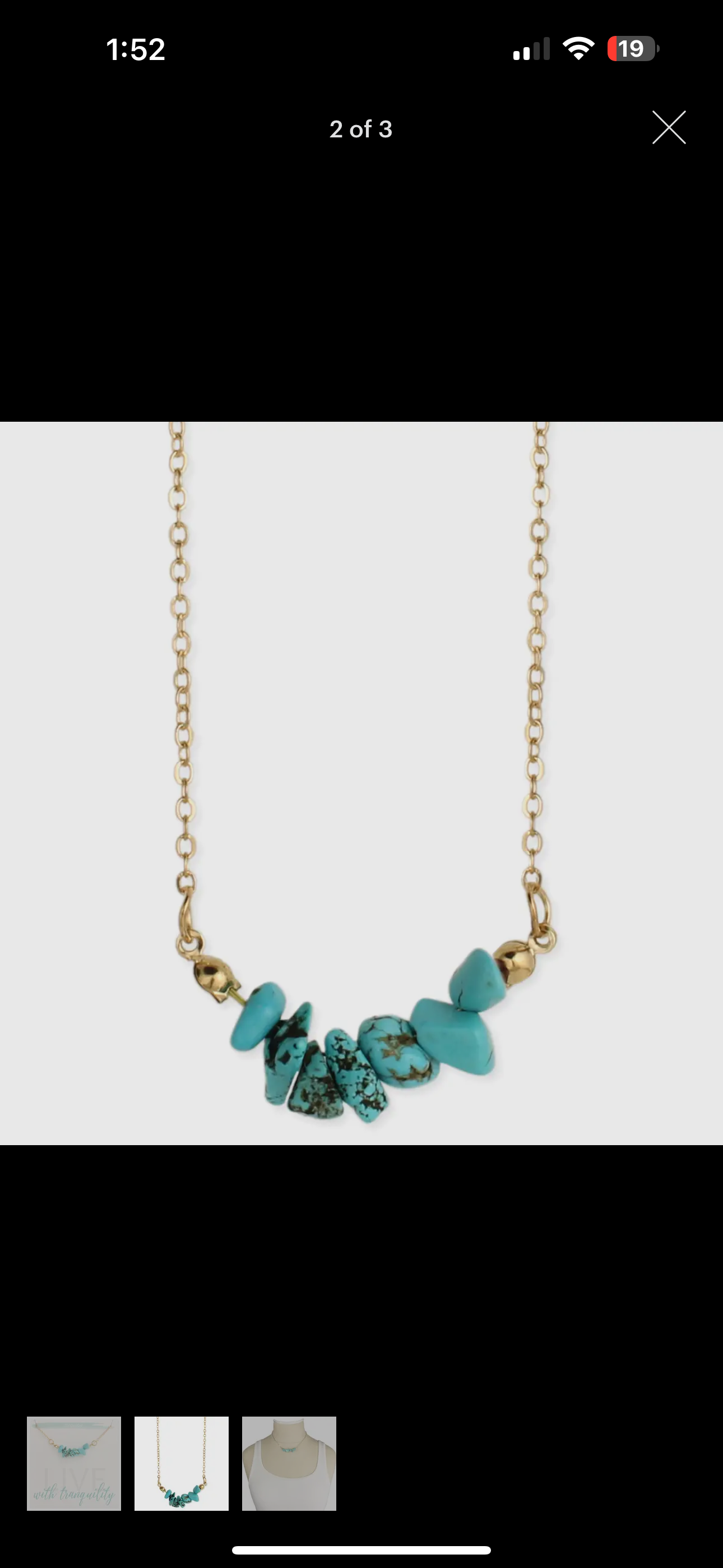 “The Golden Collection” Handmade Natural Turquoise Stone Chip Gold Plated Necklace