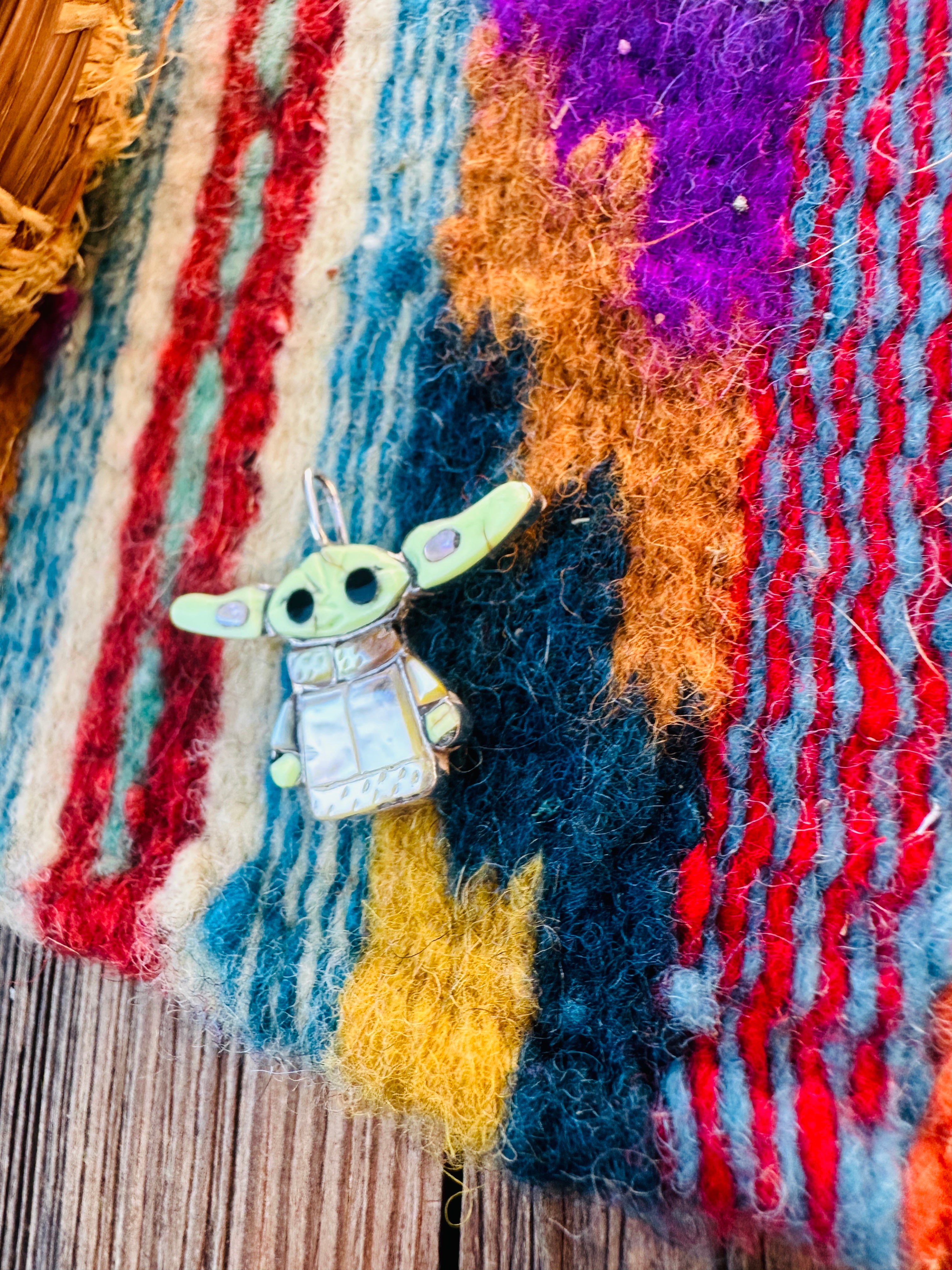 Handcrafted Sterling Silver and Multi Stone Character Pendant