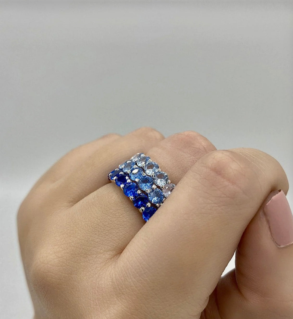 Sterling Silver Light Sapphire CZ Eternity