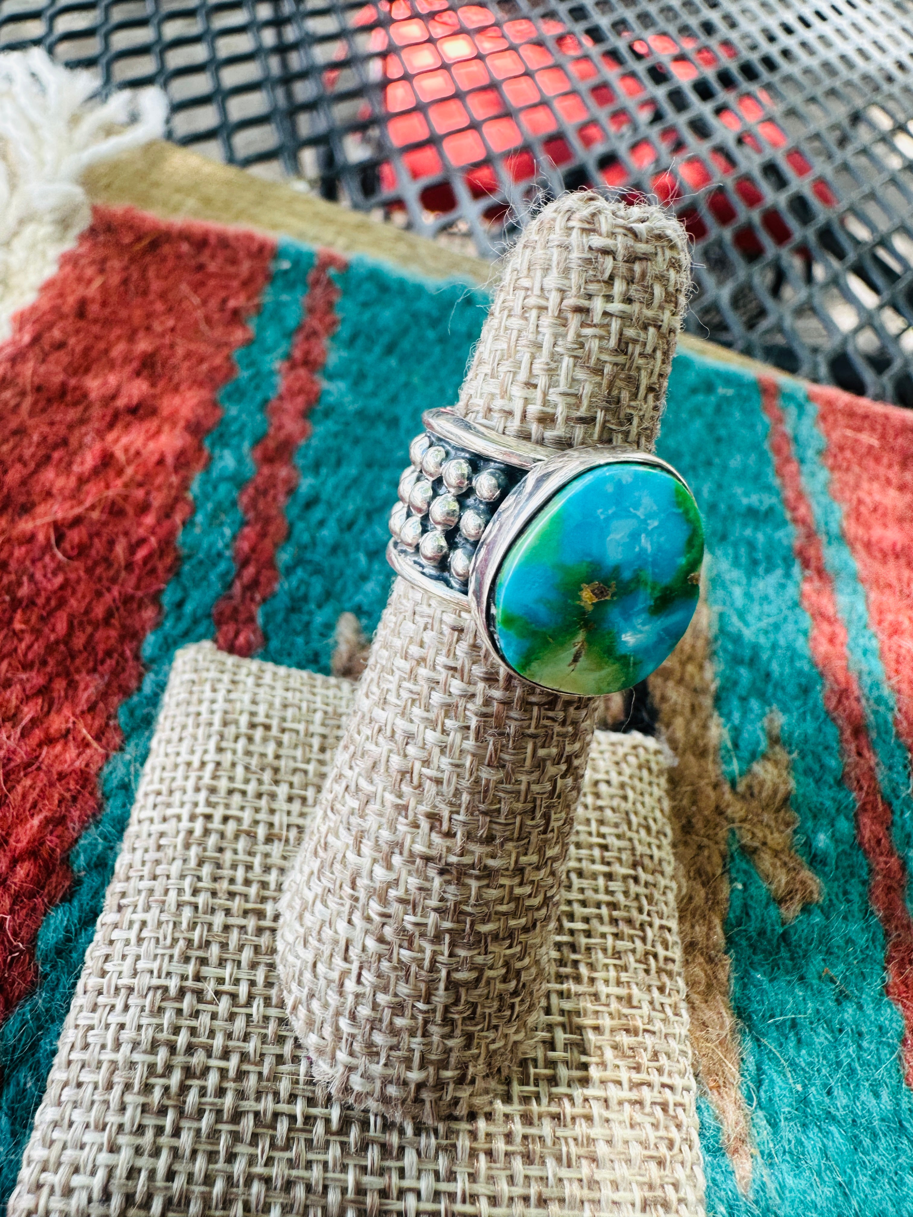 Handcrafted Sterling Silver & Sonoran Mountain Turquoise Ring Size 5