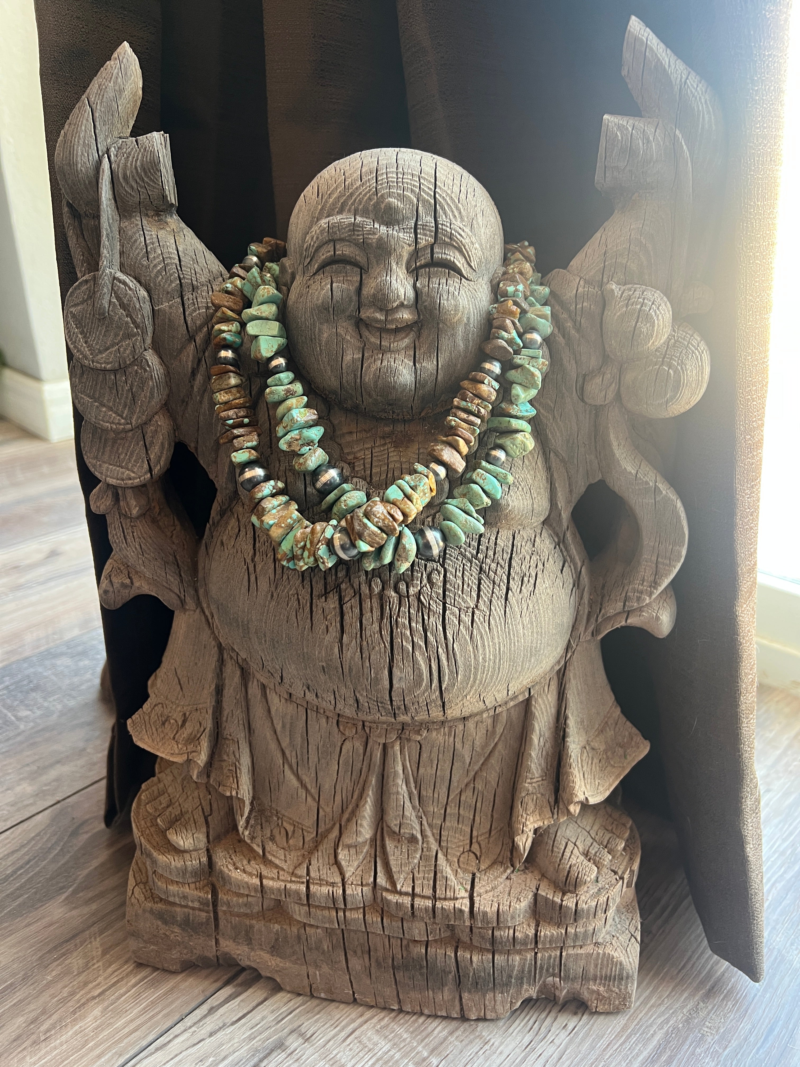 Handcrafted Turquoise & Sterling Silver Chunky Beaded Necklace