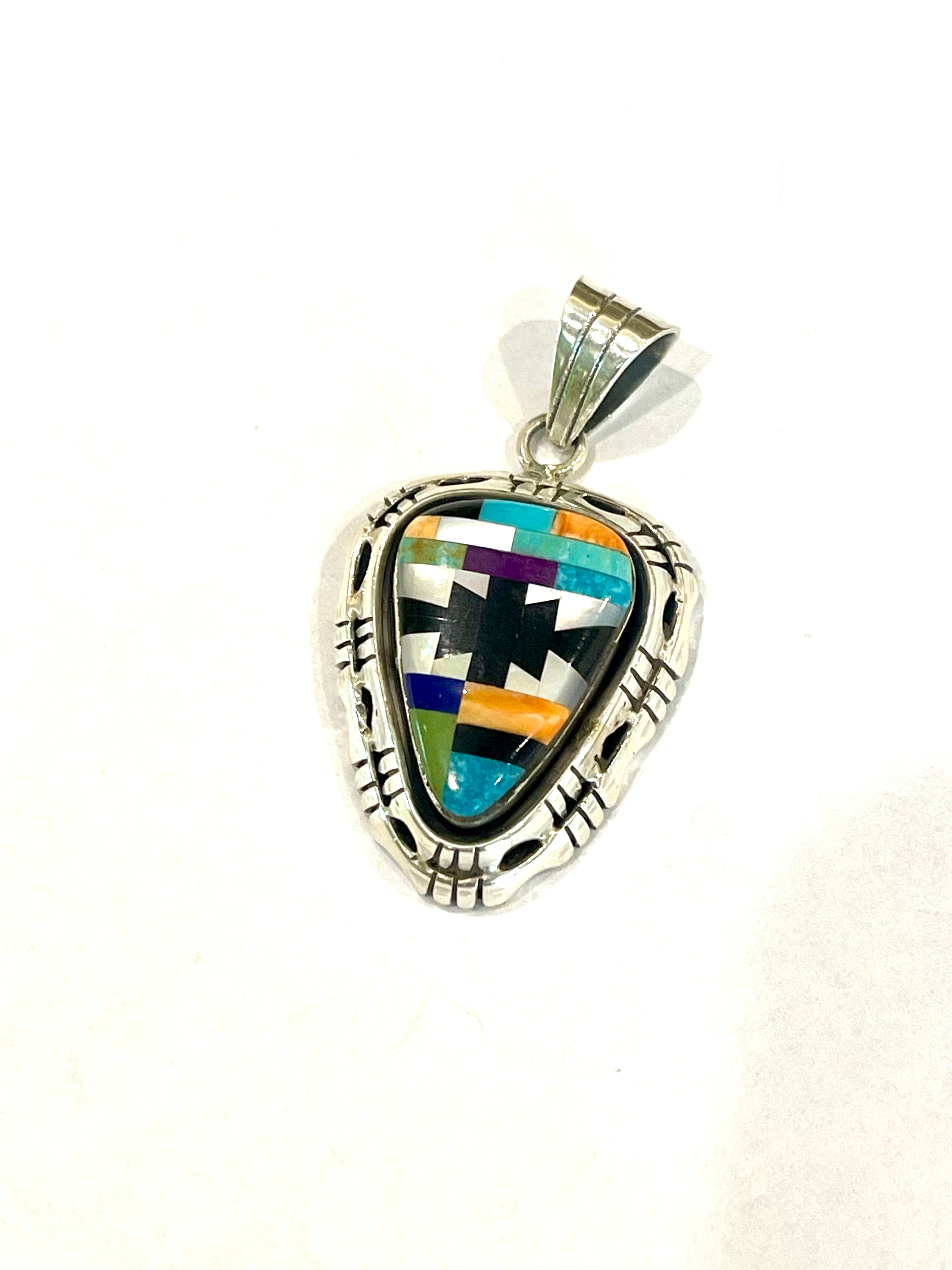 Handmade Multi Stone Inlay hot Pendant