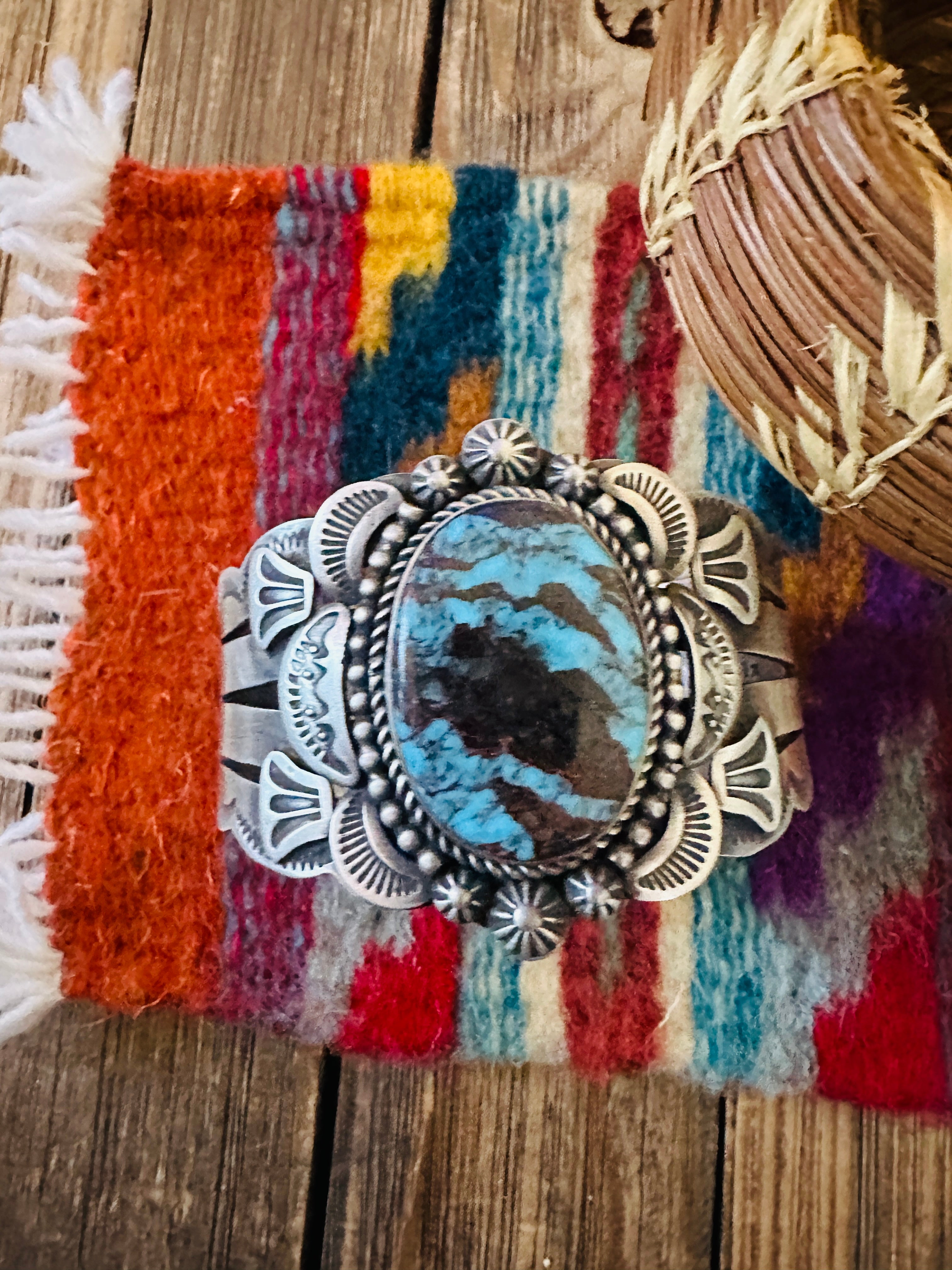 Handcrafted Egyptian Turquoise & Sterling Silver Cuff Bracelet by Randall Endito