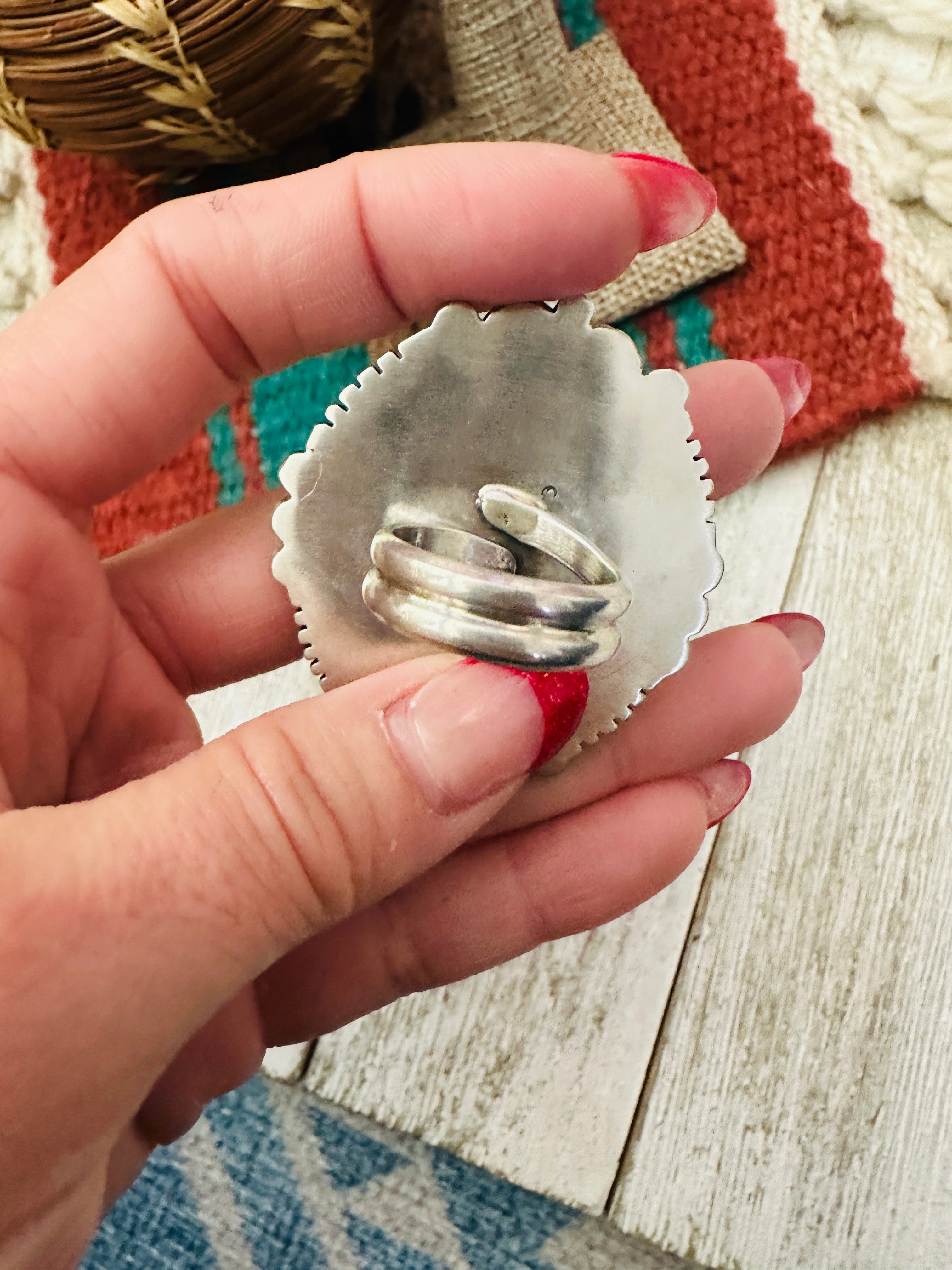 Handcrafted Number 8 Turquoise & Sterling Silver Adjustable Ring