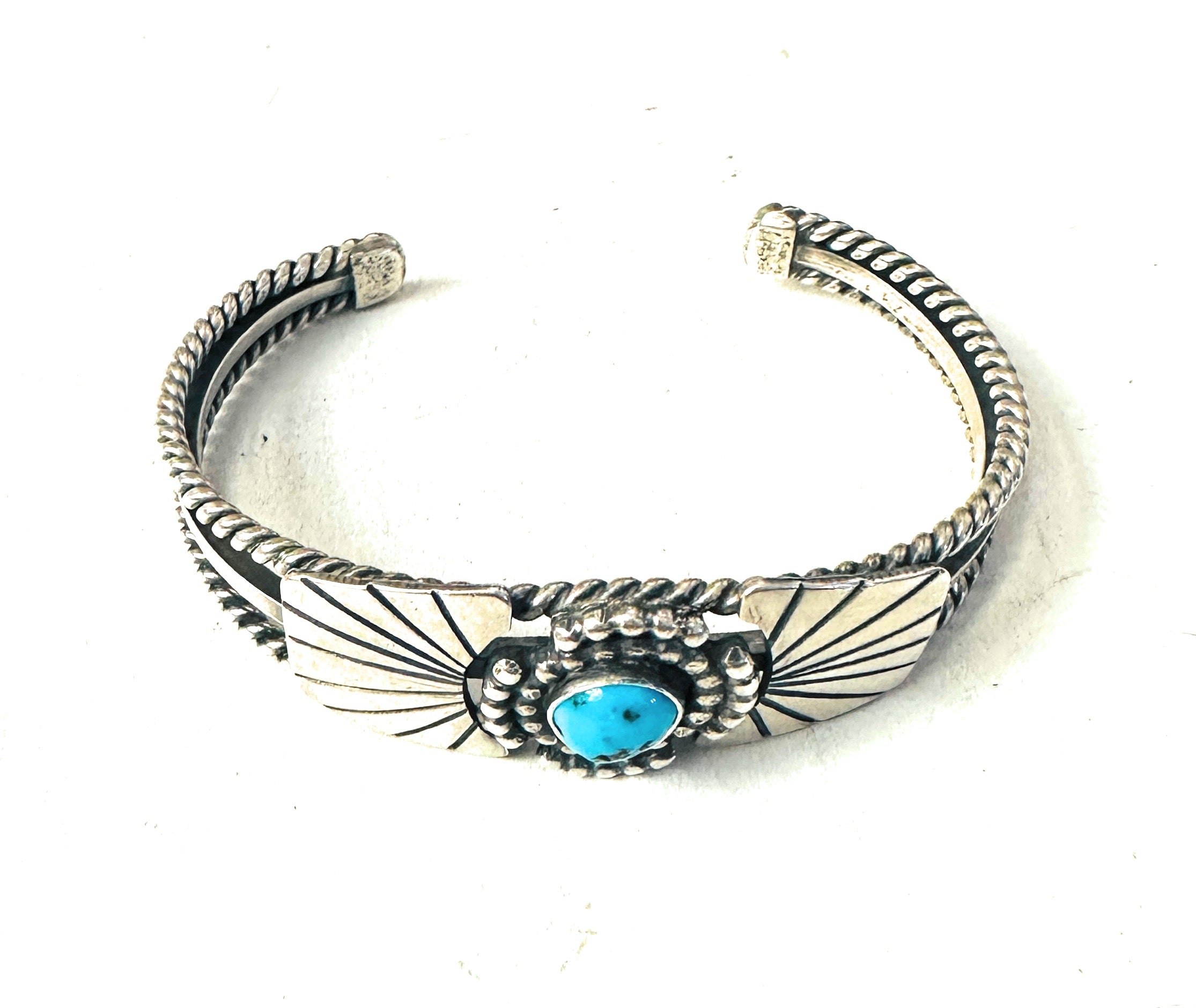 Navajo Kingman Turquoise & Sterling Silver Cuff Bracelet