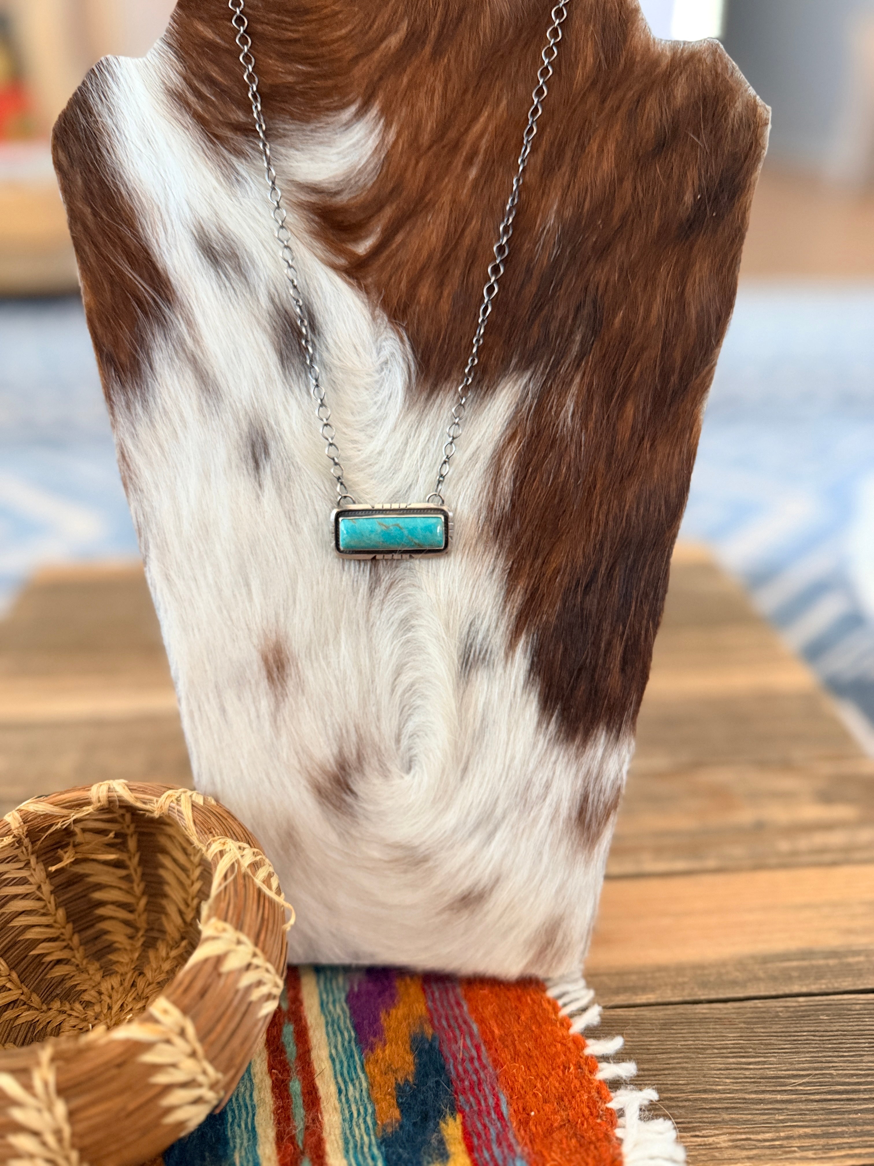 Handcrafted Turquoise & Sterling Silver Bar Necklace
