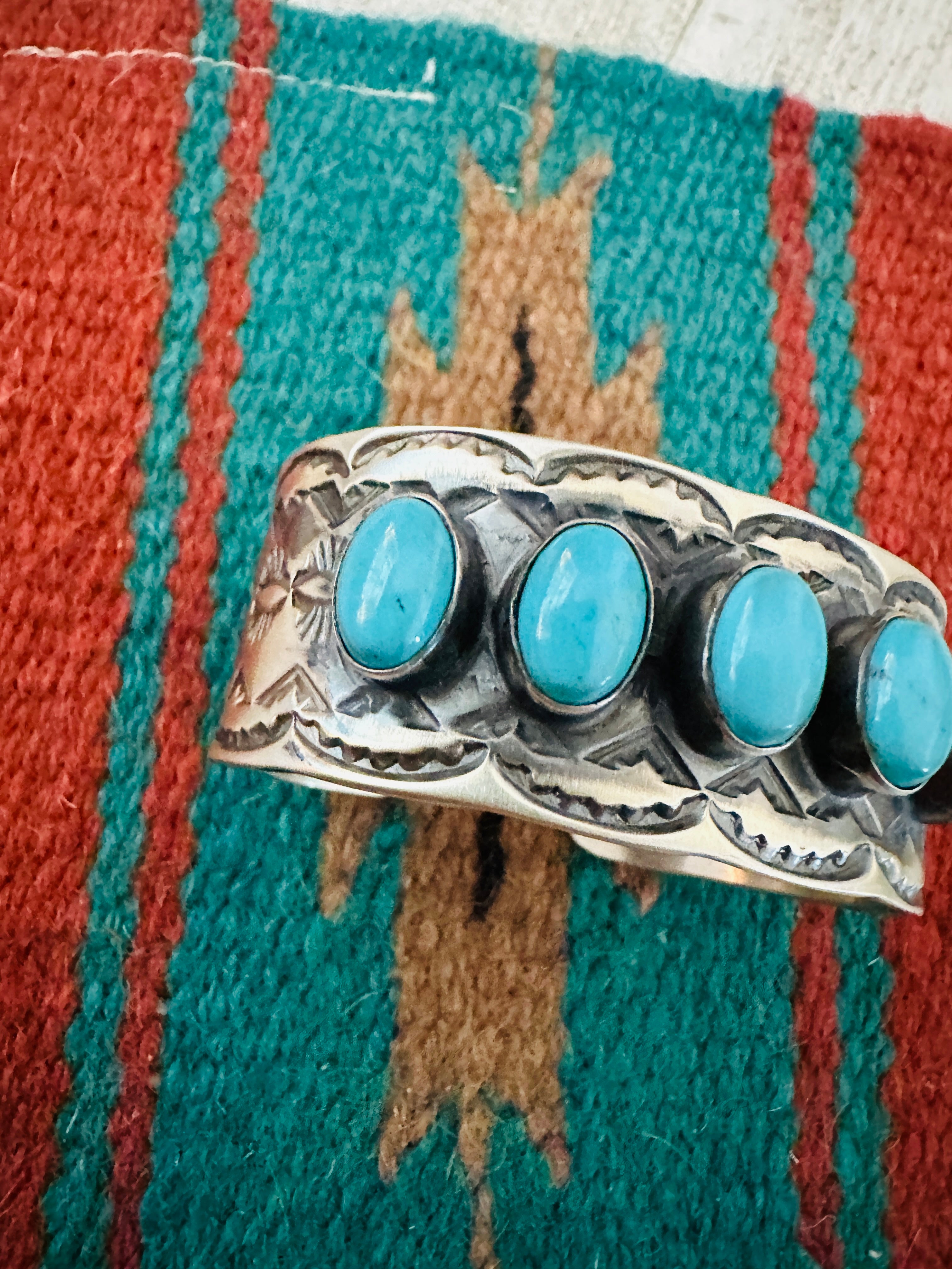 Handcrafted Sterling Silver & Turquoise Cuff Bracelet by Chimney Butte /