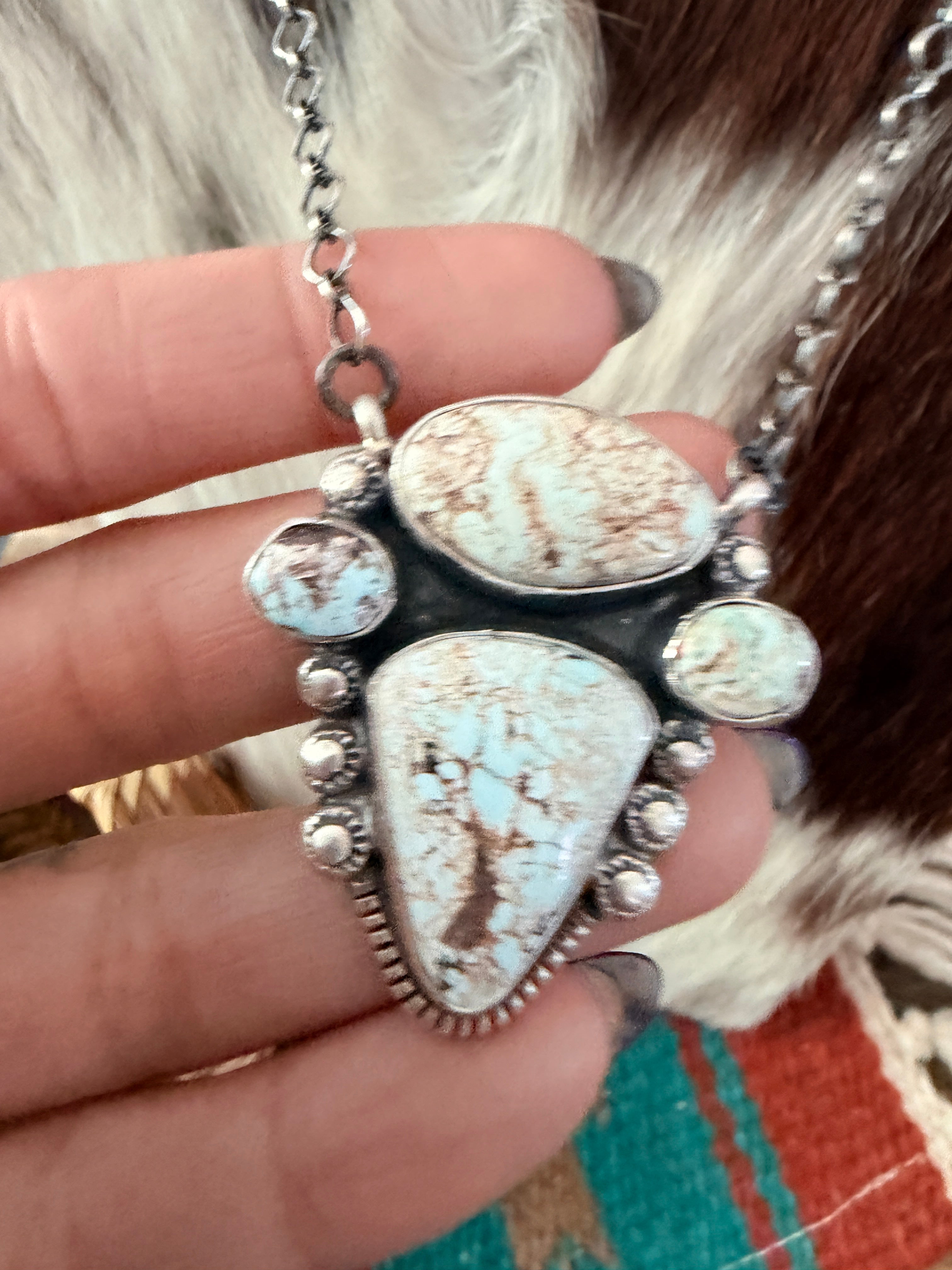 Handcrafted Dry Creek Turquoise & Sterling Silver Necklace by Joelias Draper