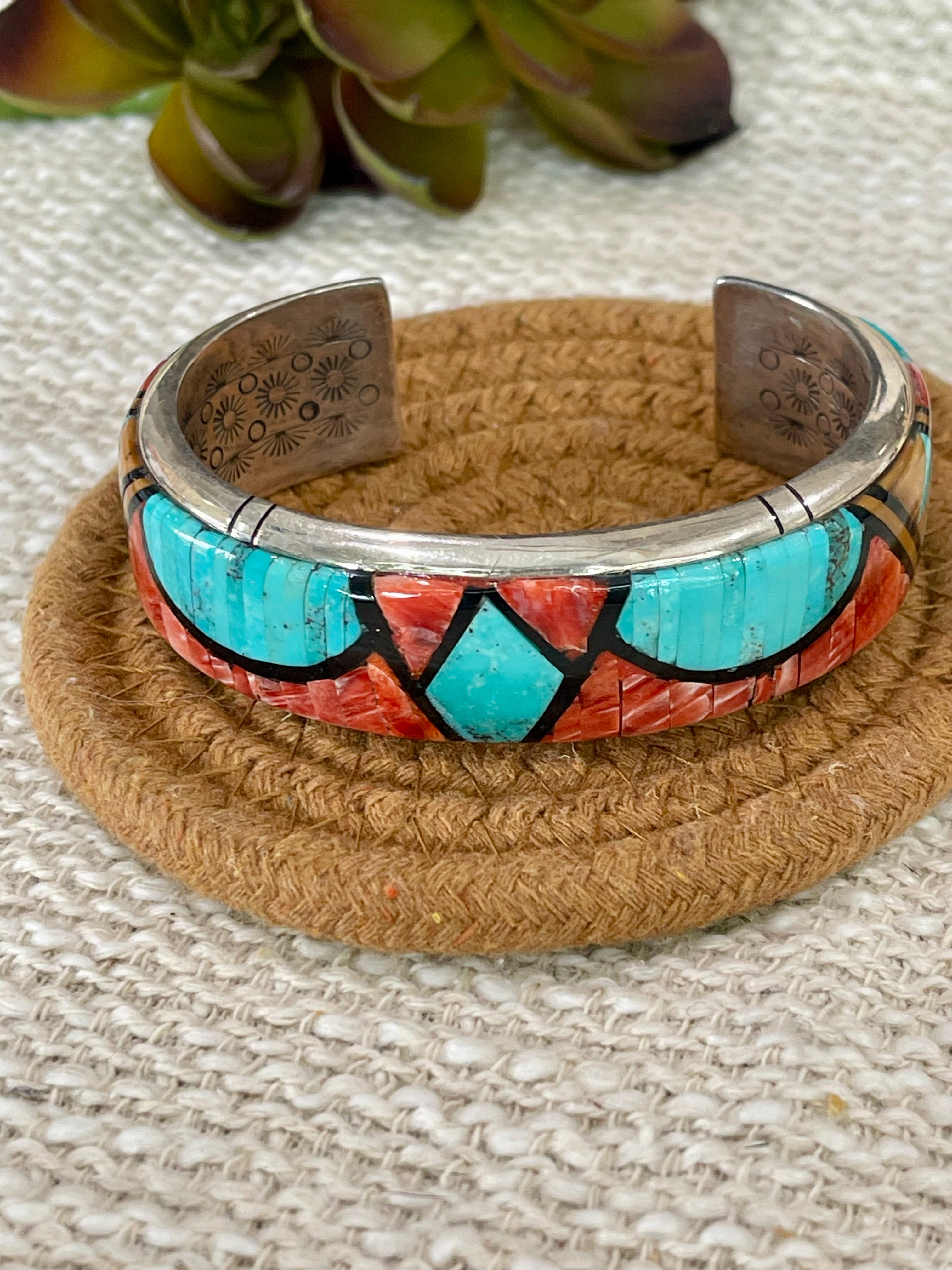 Beautiful Handmade Sterling Silver & Multi Stone Cuff Bracelet