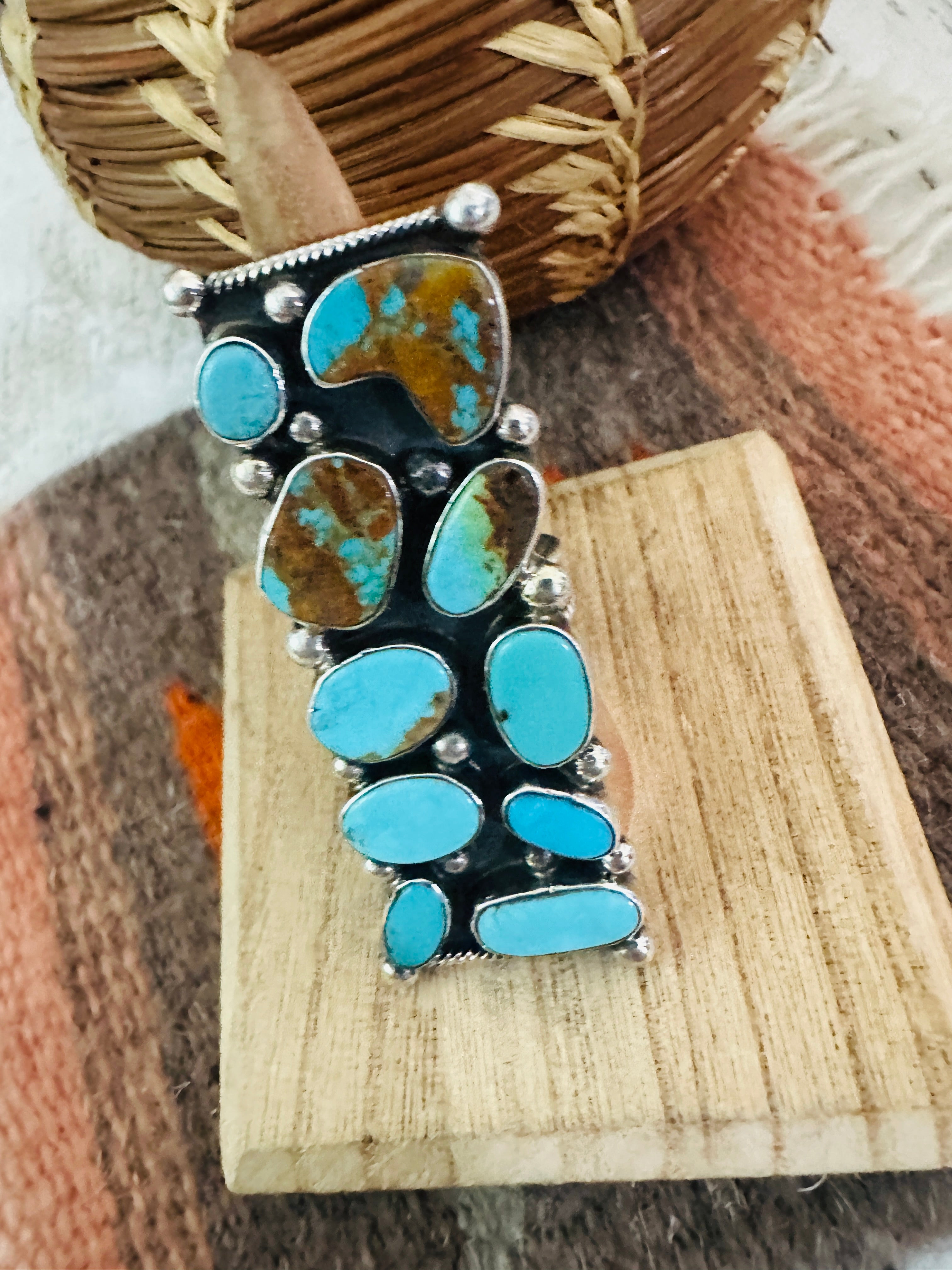 Navajo Royston Turquoise & Sterling Silver Adjustable Ring by Jacqueline Silver