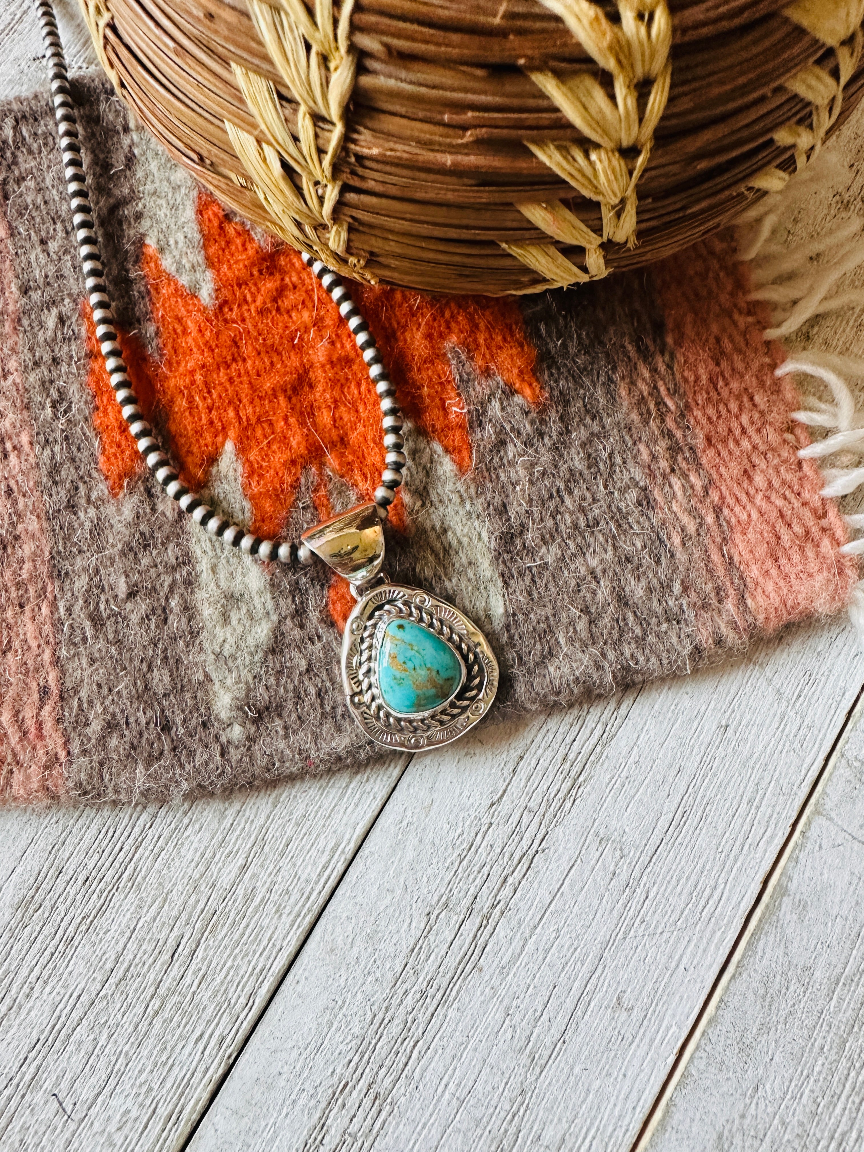 Navajo Turquoise and Sterling Silver Pendant