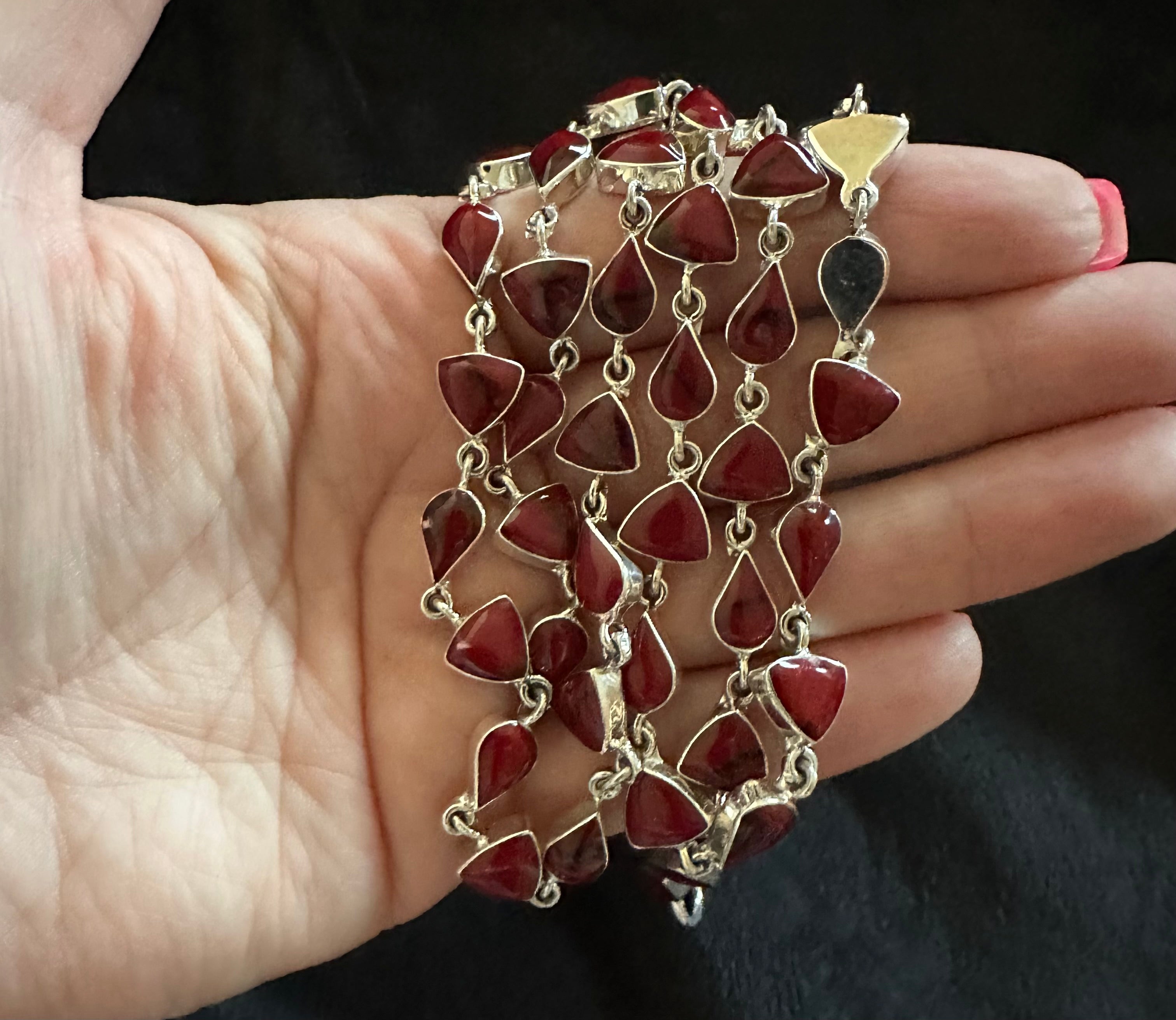 24" Red Jasper Lariat Necklace