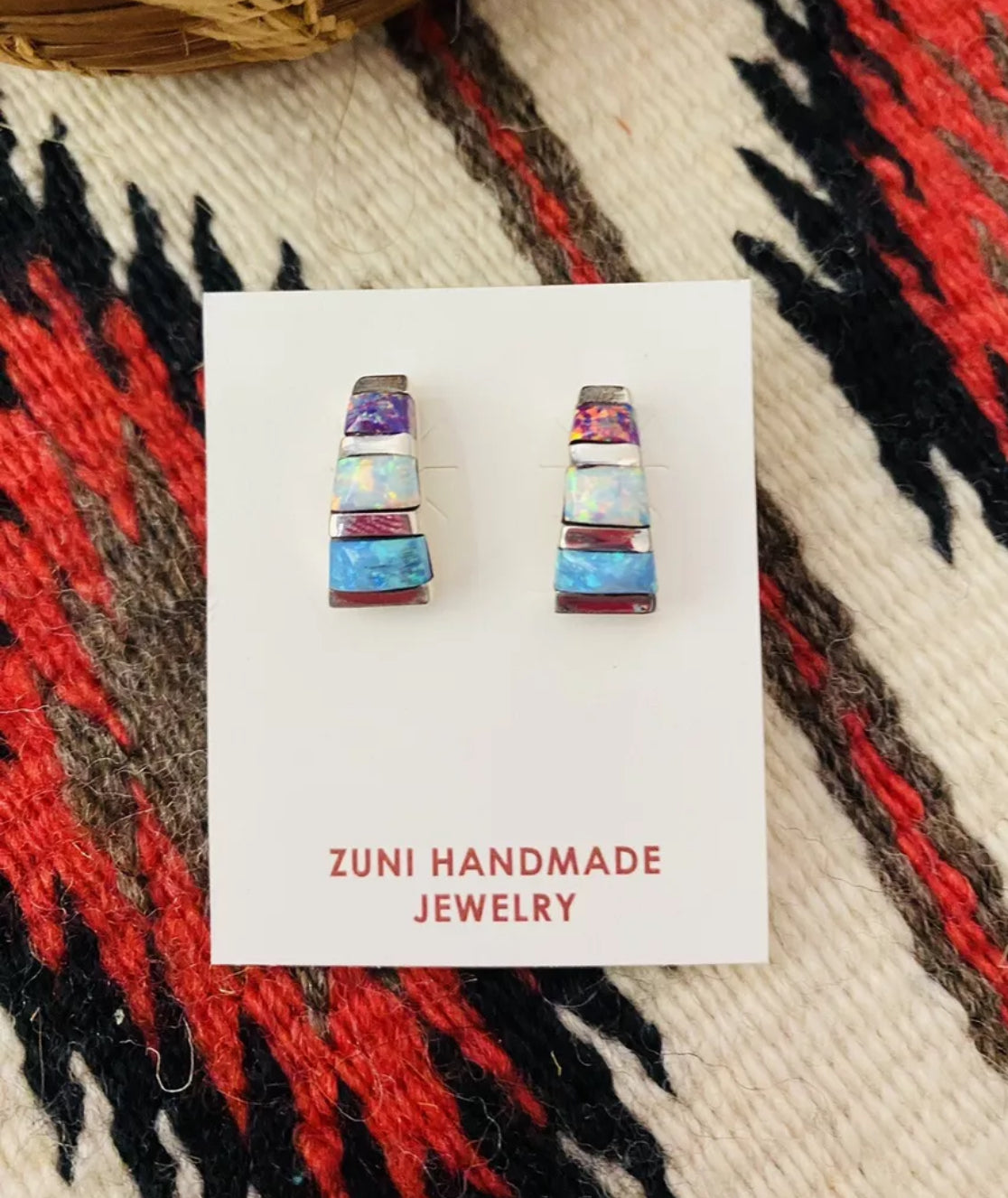 Zuni Opal & Sterling Silver Inlay Earrings