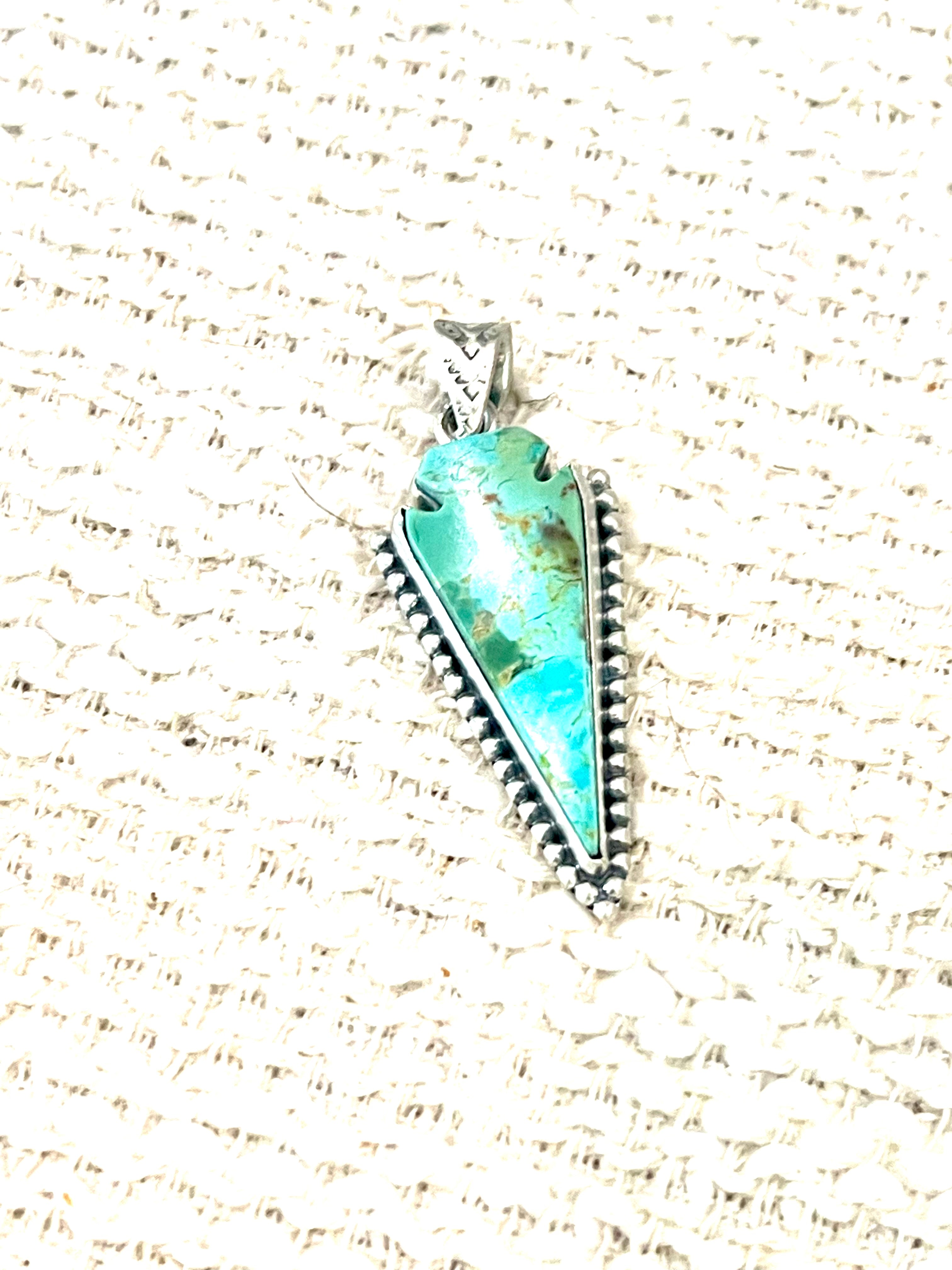 Handmade Sterling Silver & Kingman Turquoise Arrow Pendant