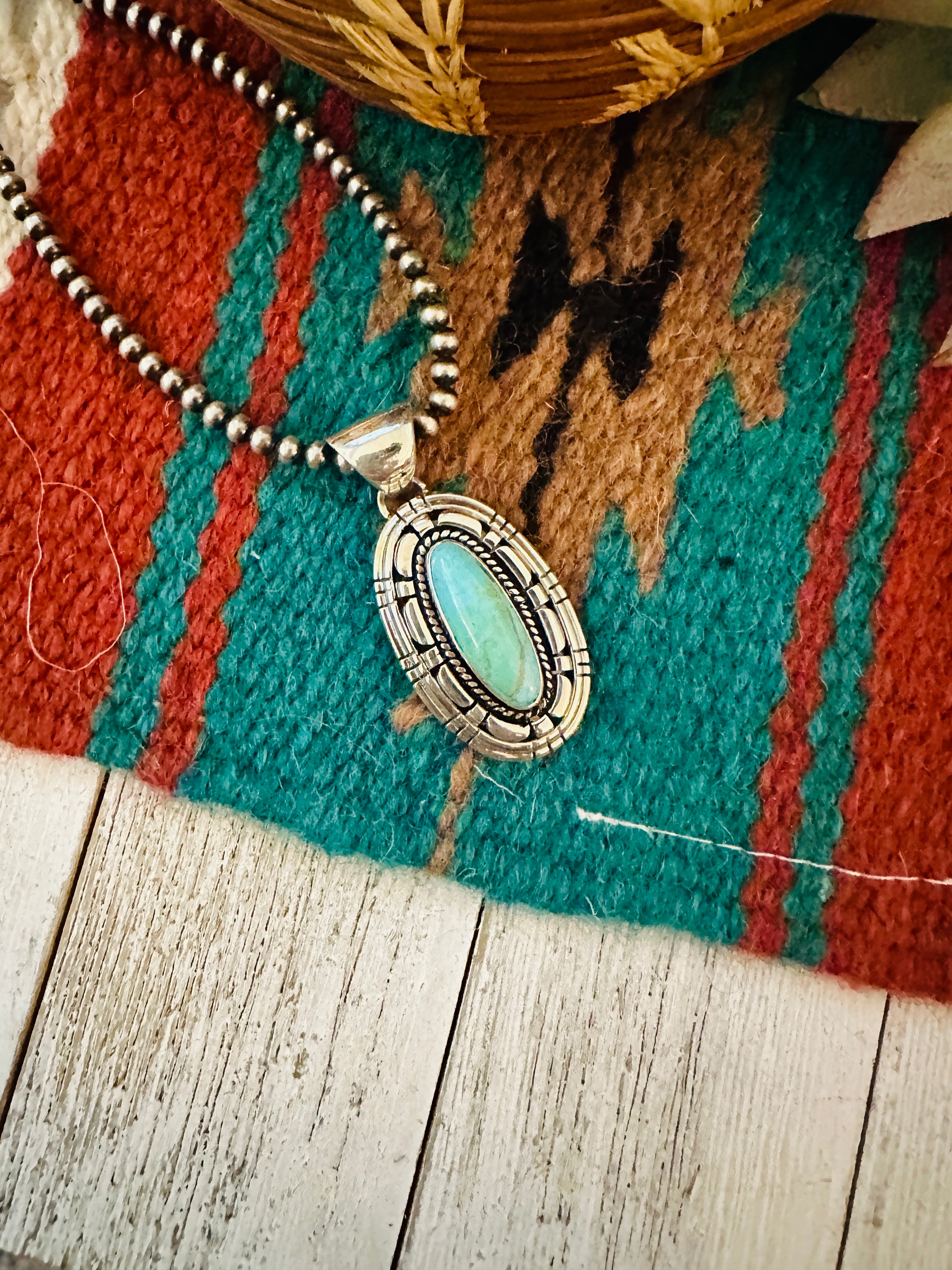 Navajo Kingman Turquoise & Sterling Silver Pendant