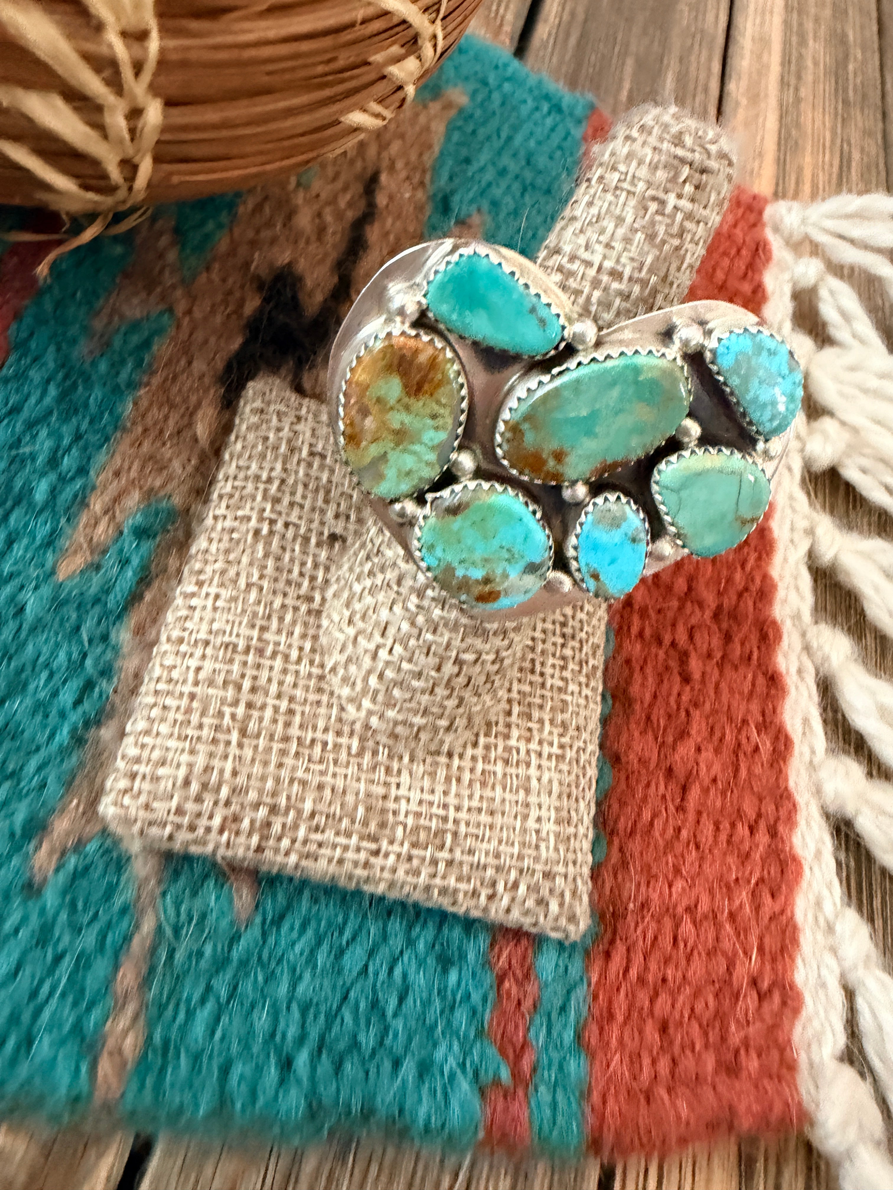 Handcrafted Turquoise & Sterling Silver Adjustable Heart Ring by Jacqueline Silver