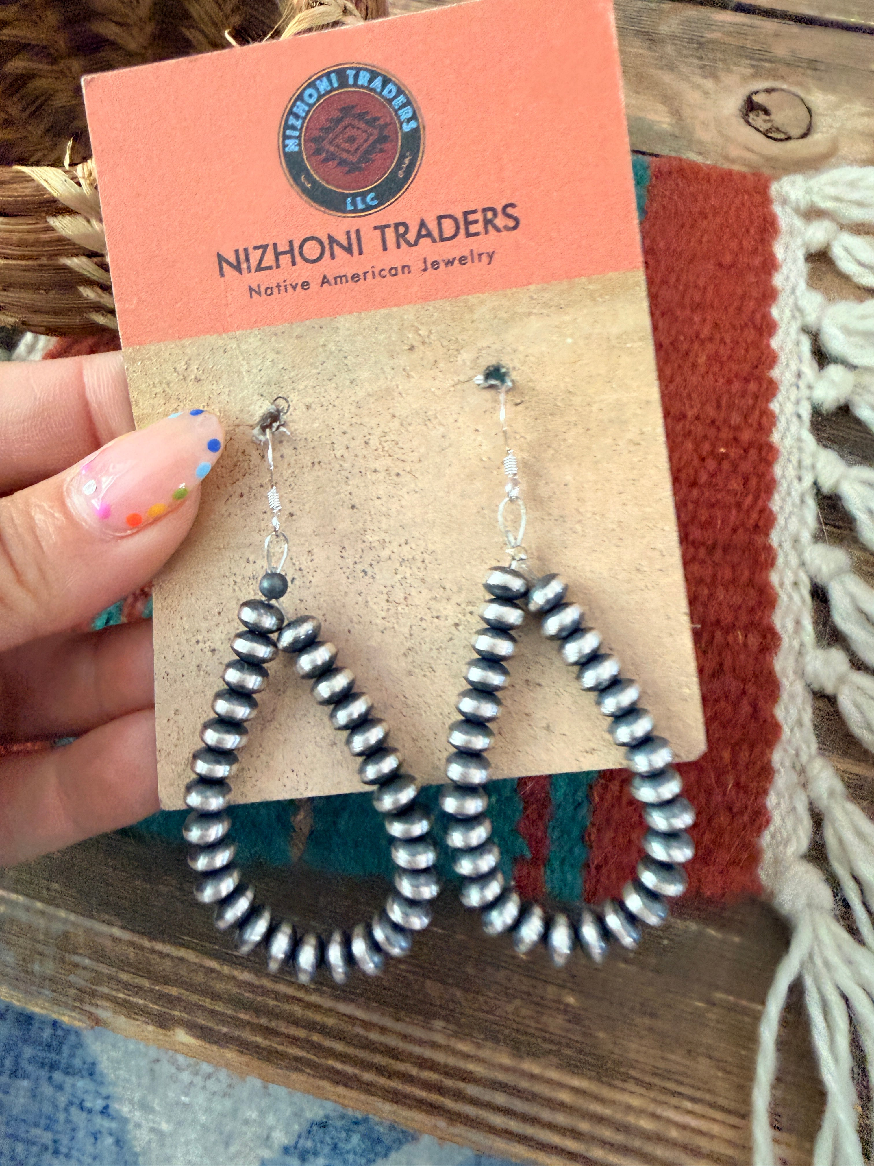 Handcrafted Sterling Silver Saucer Bead Dangle Hoop Earrings