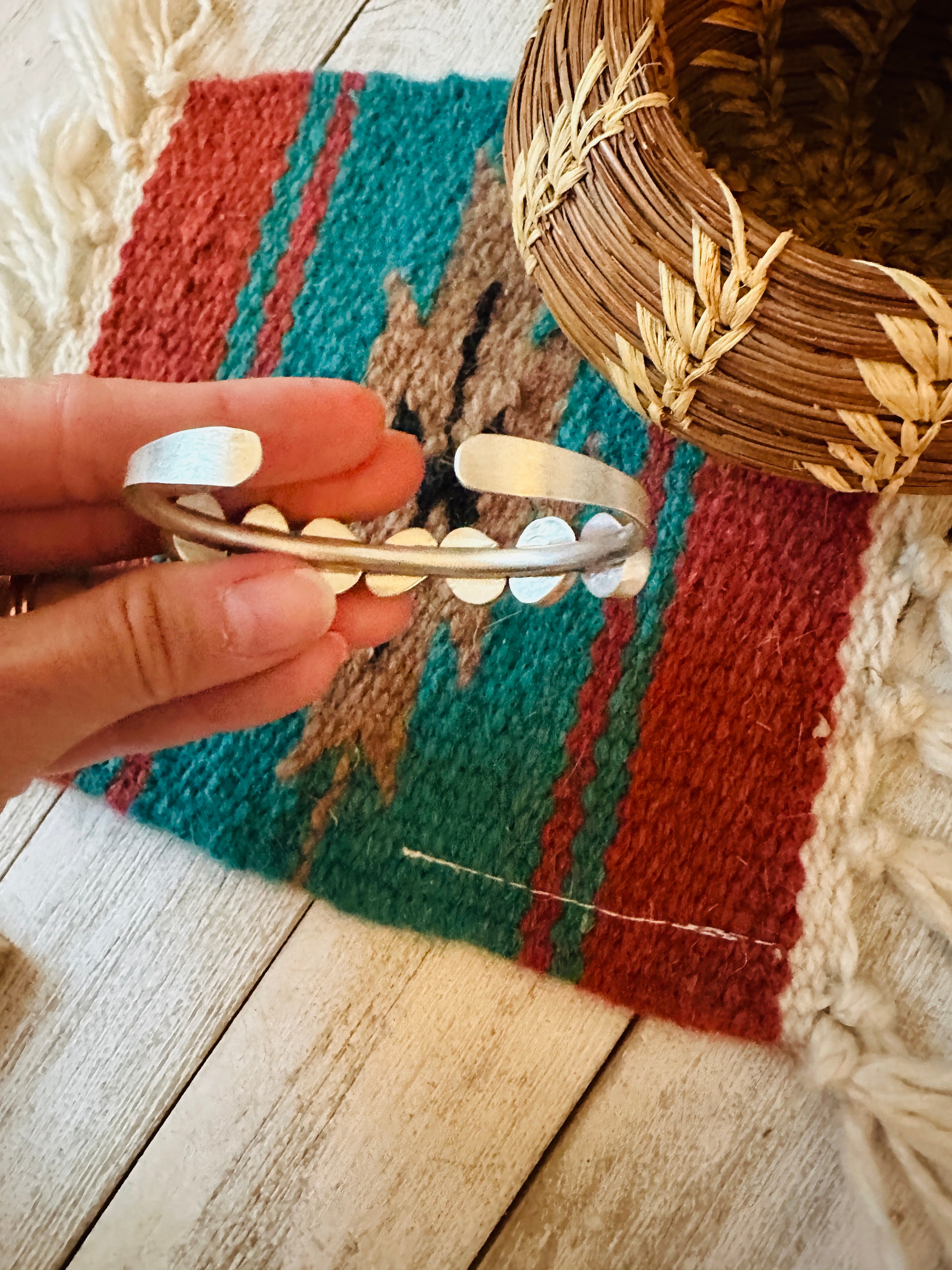 Navajo Sonoran Mountain Turquoise & Sterling Silver Cuff Bracelet