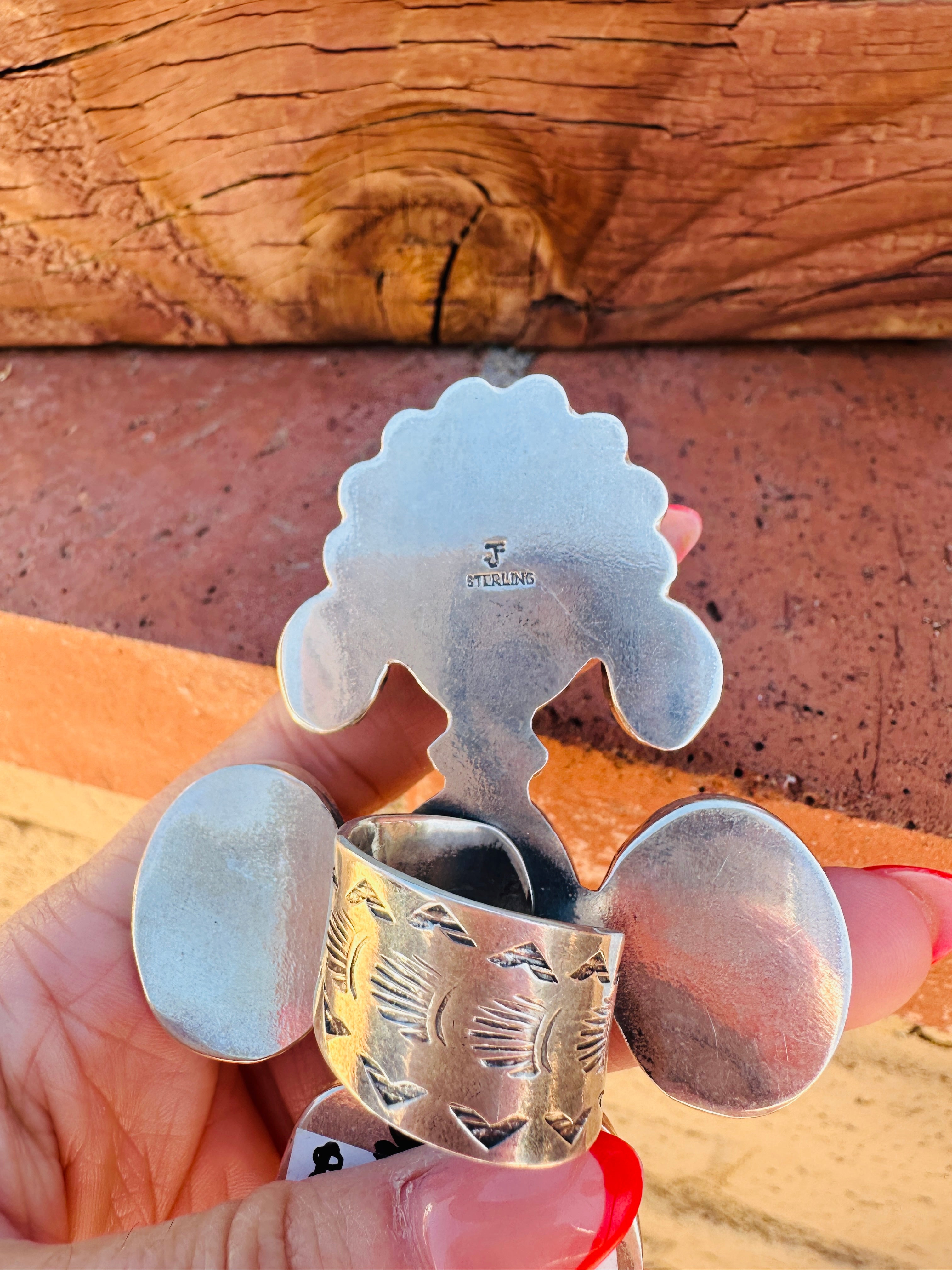 Handcrafted Turquoise & Sterling Silver Adjustable Kachina Ring by Federico Jimenez