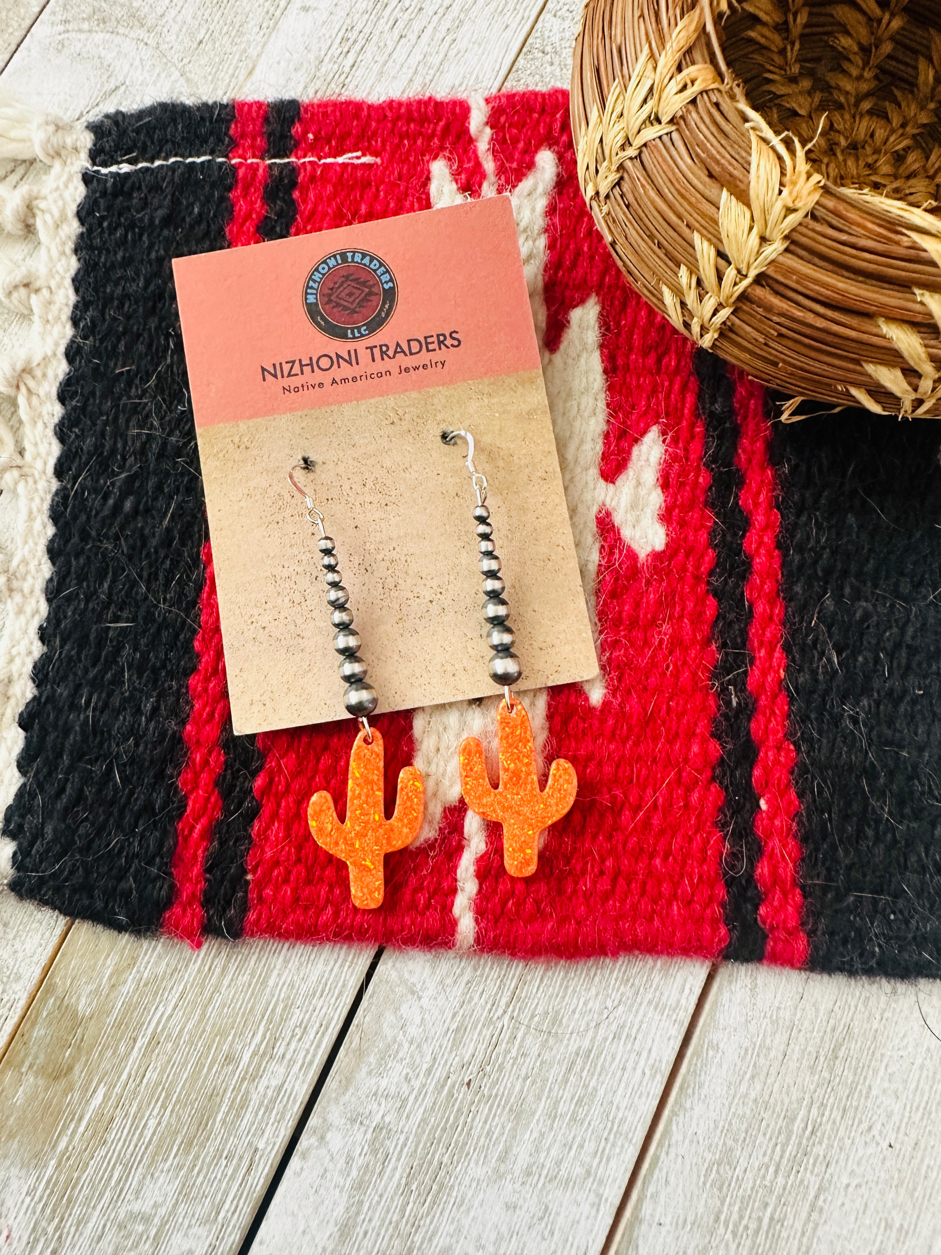 Summer Lovin’ Sterling Silver Pearl Beaded Opal Cactus Dangle Earrings