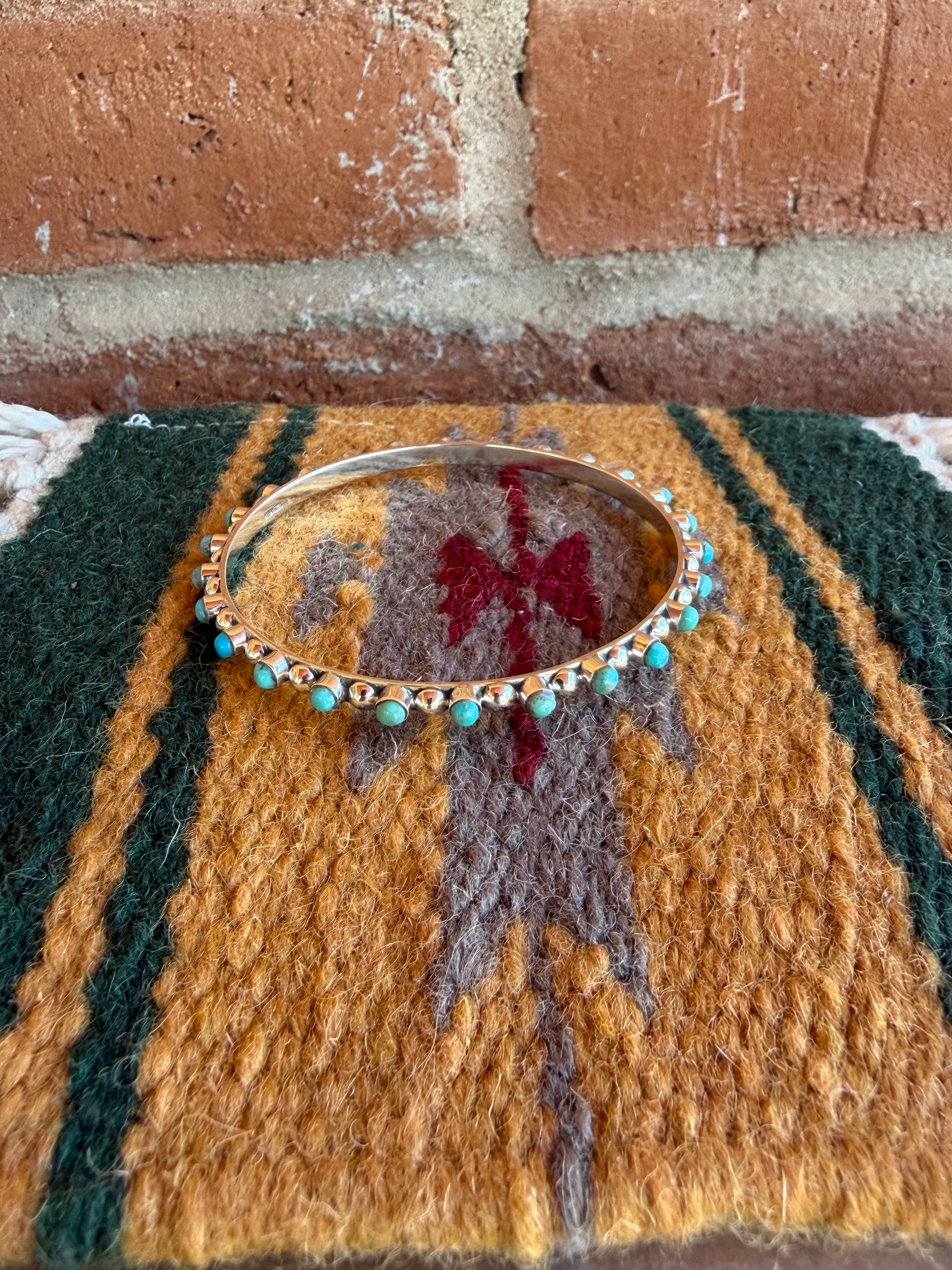 Handmade Turquoise & Sterling Silver Bangle Bracelet