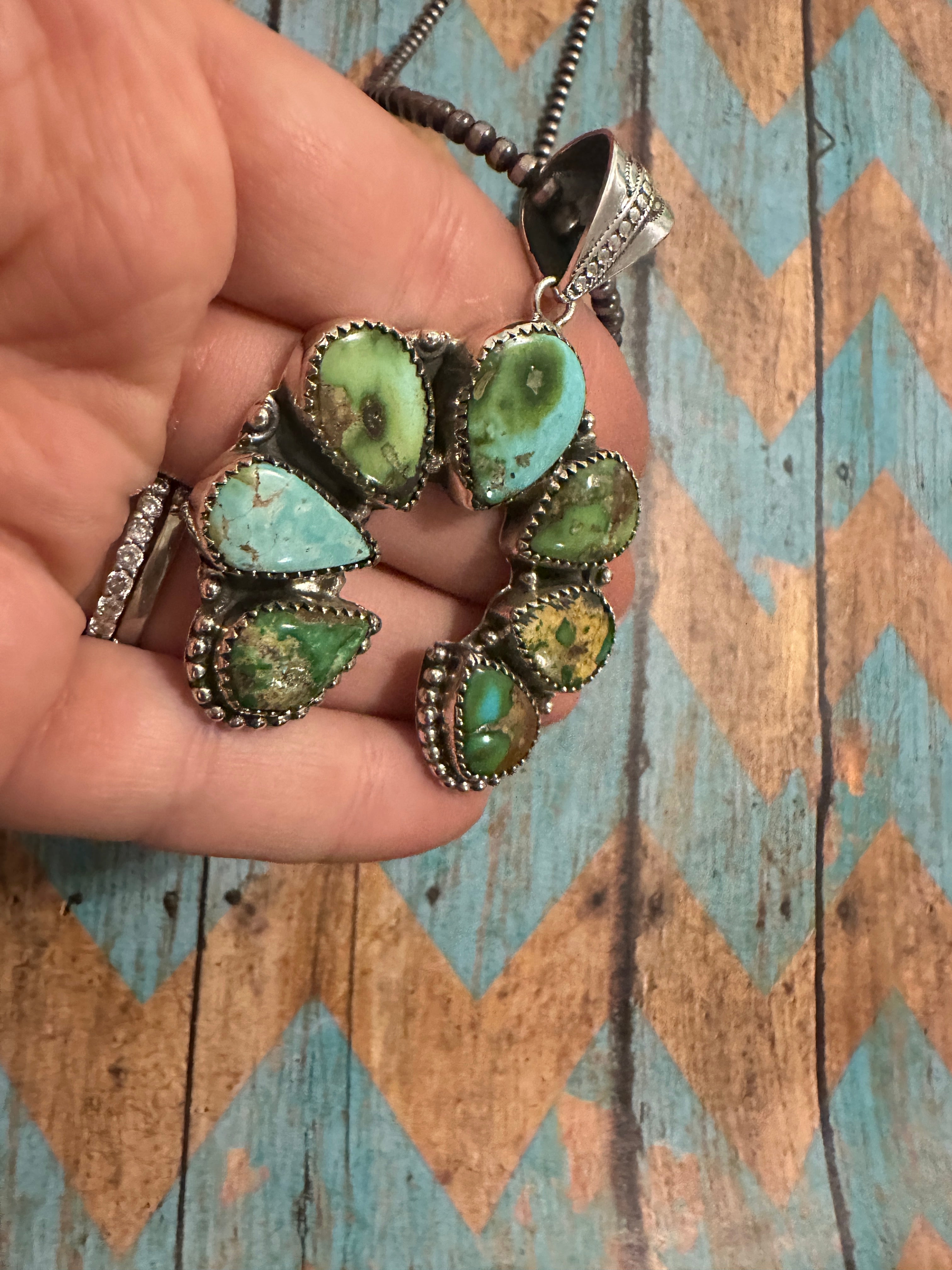 Beautiful Handmade Sterling Silver & Sonoran Mountain Turquoise Naja Pendant