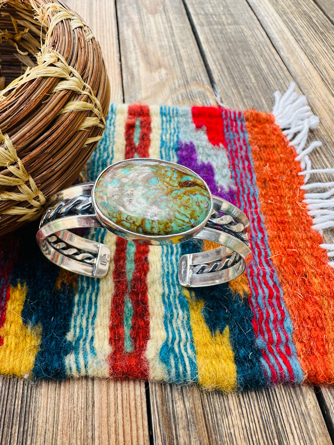 Handcrafted Turquoise & Sterling Silver Cuff Bracelet