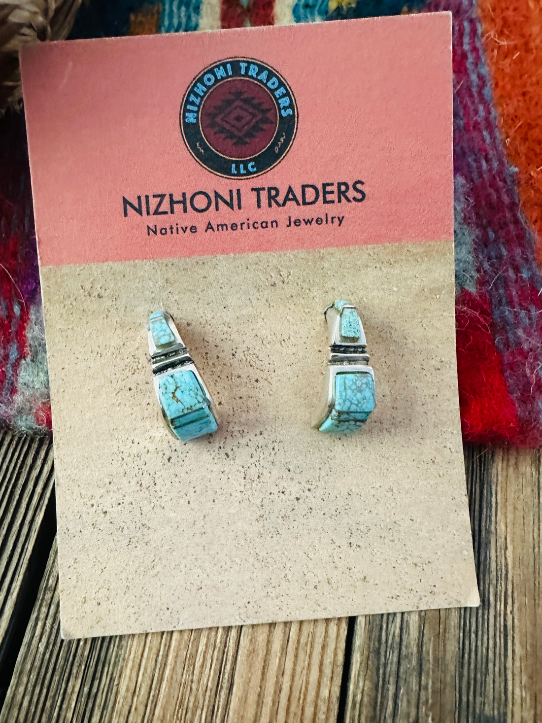 Handcrafted Turquoise & Sterling Silver Inlay Post Earrings