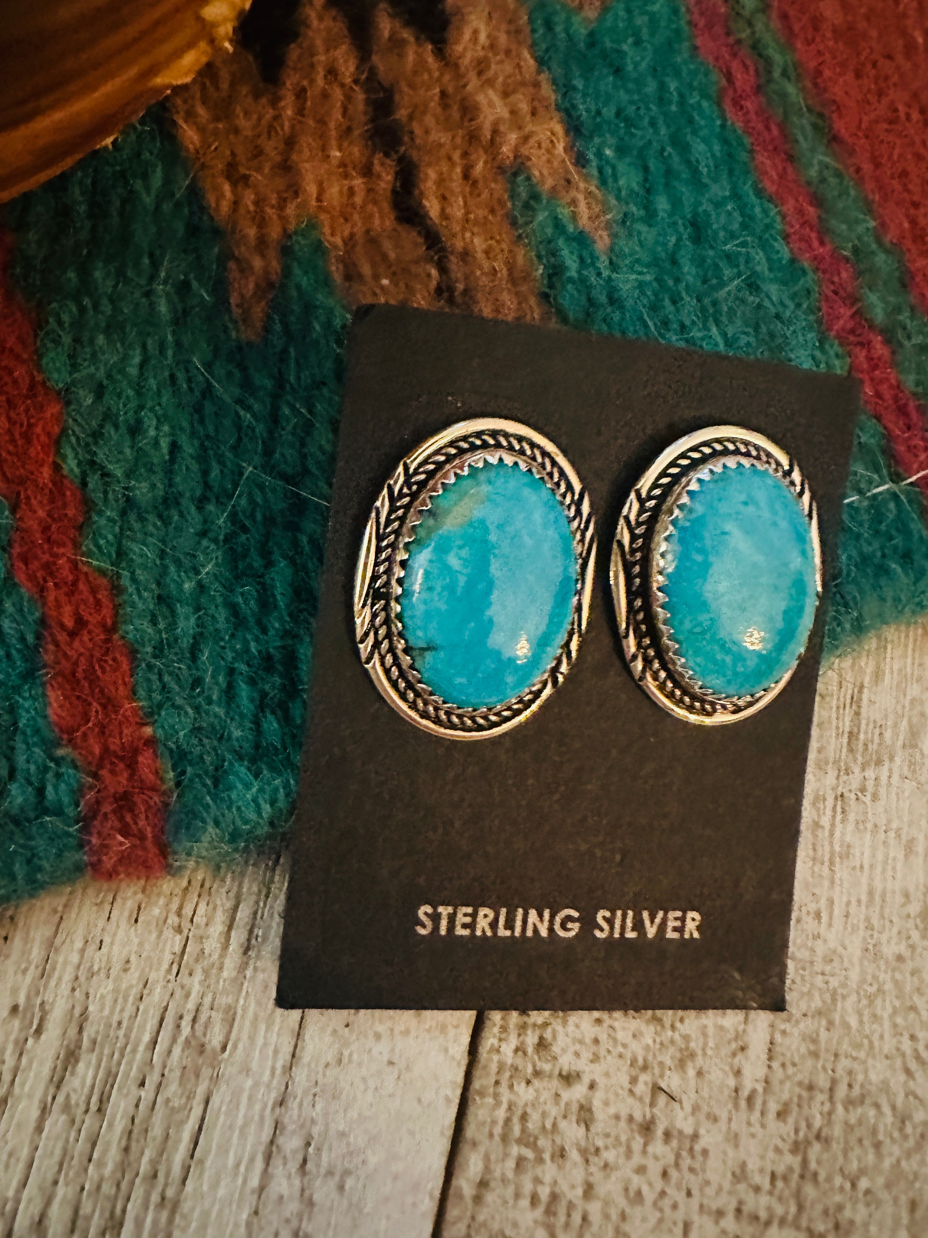 Navajo Turquoise & Sterling Silver Post Earrings