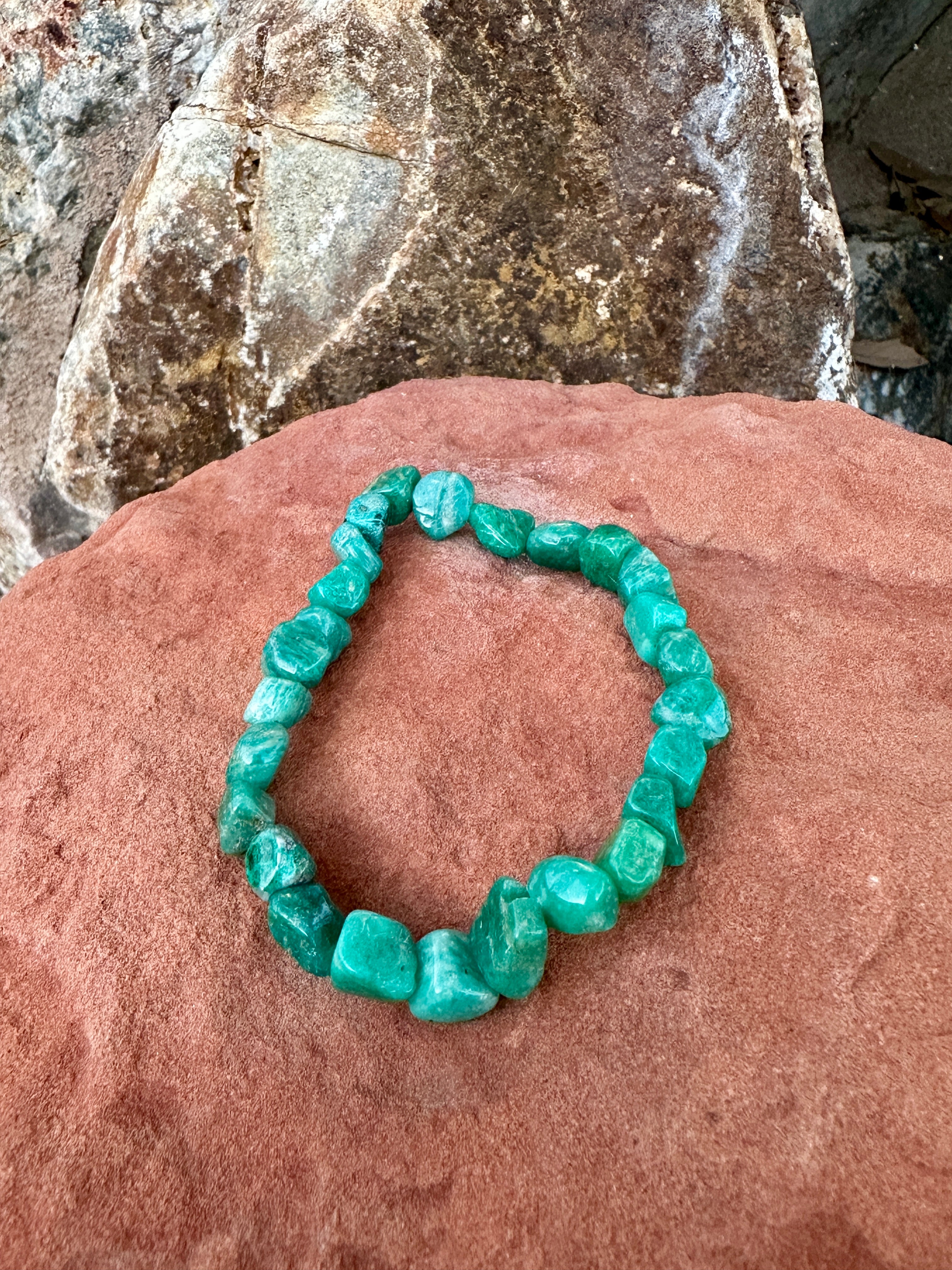 Green Amazonite Nugget Stretch Bracelet