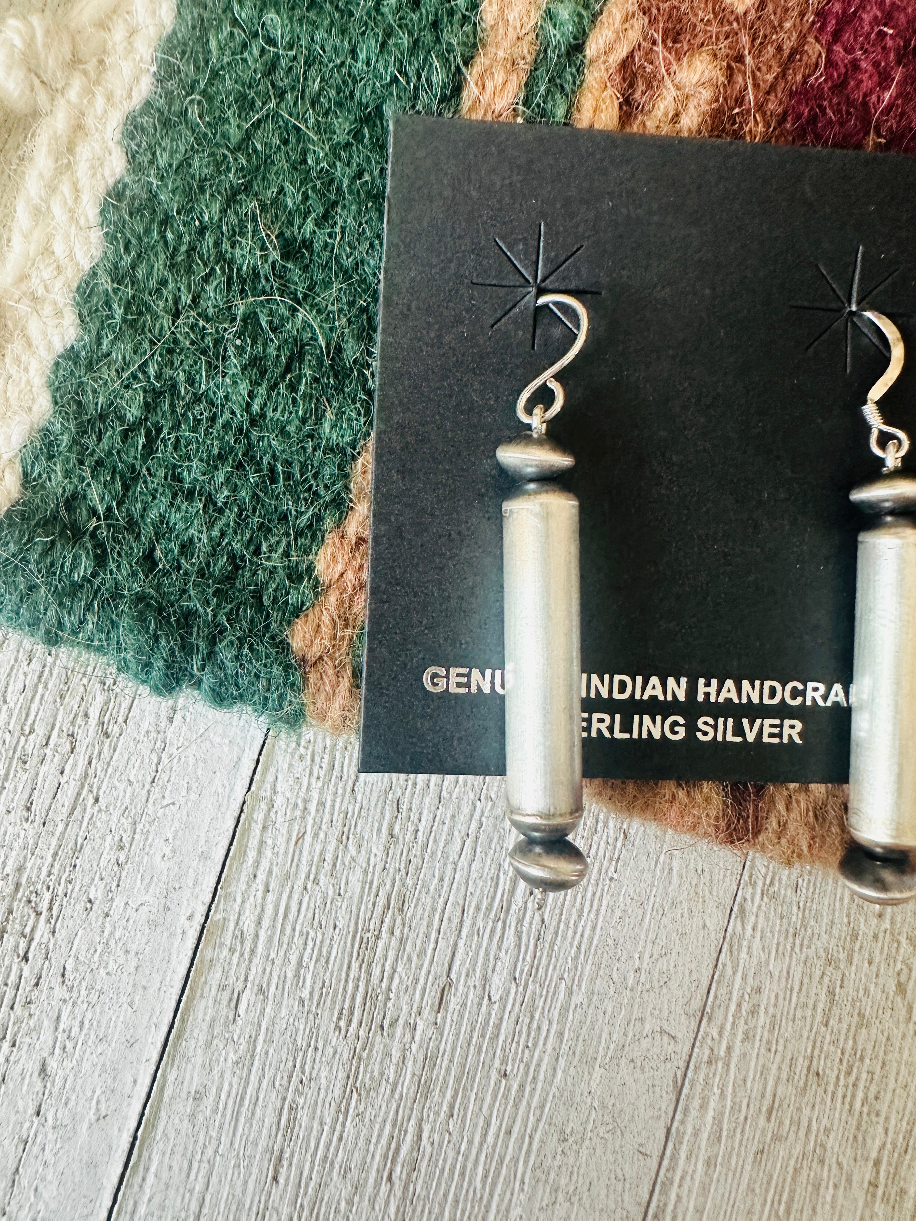 Navajo Sterling Silver Beaded Dangle Earrings