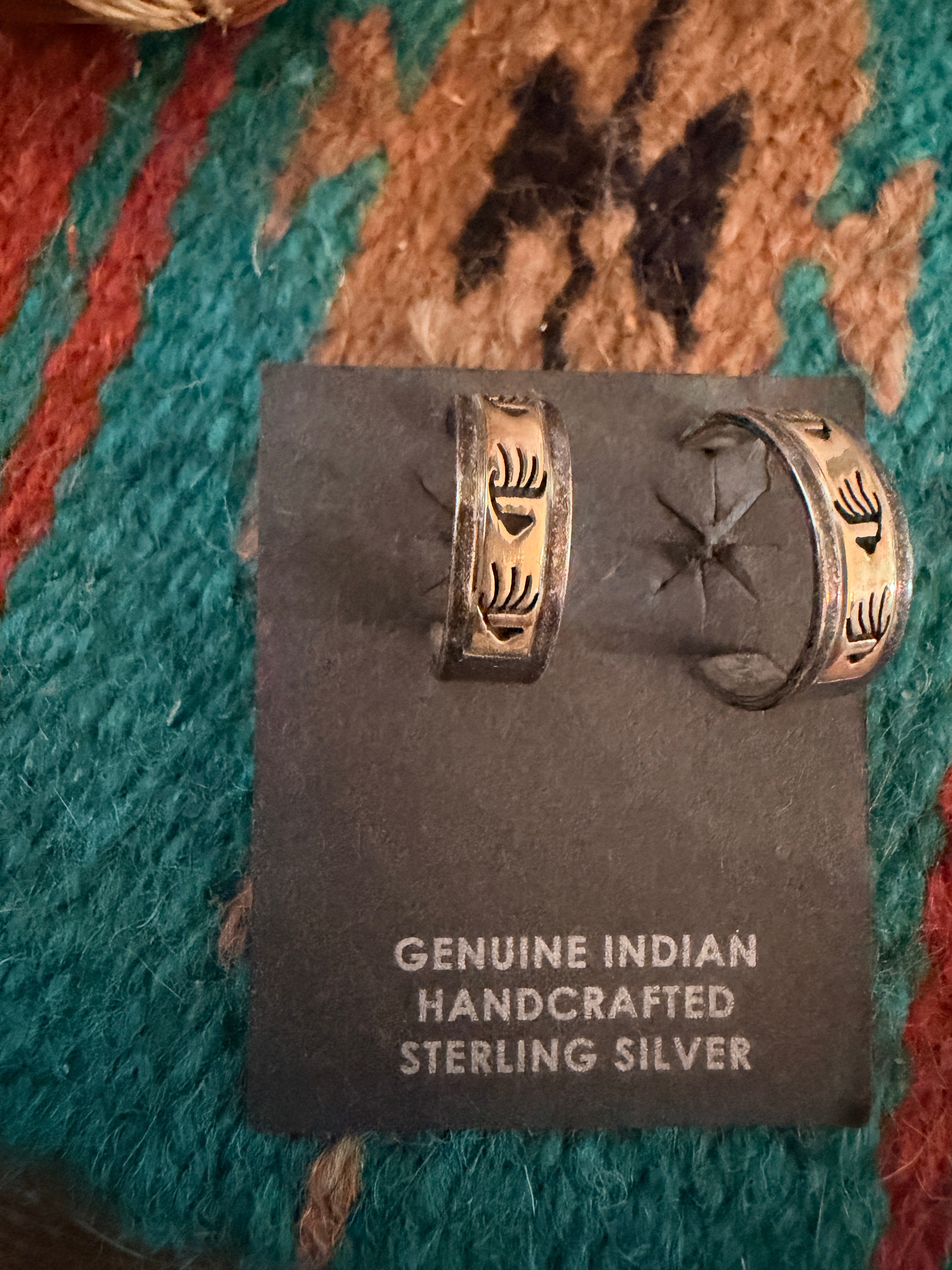 Handcrafted Old Pawn Sterling Silver with 14K Gold Overlay Hoop Earrings