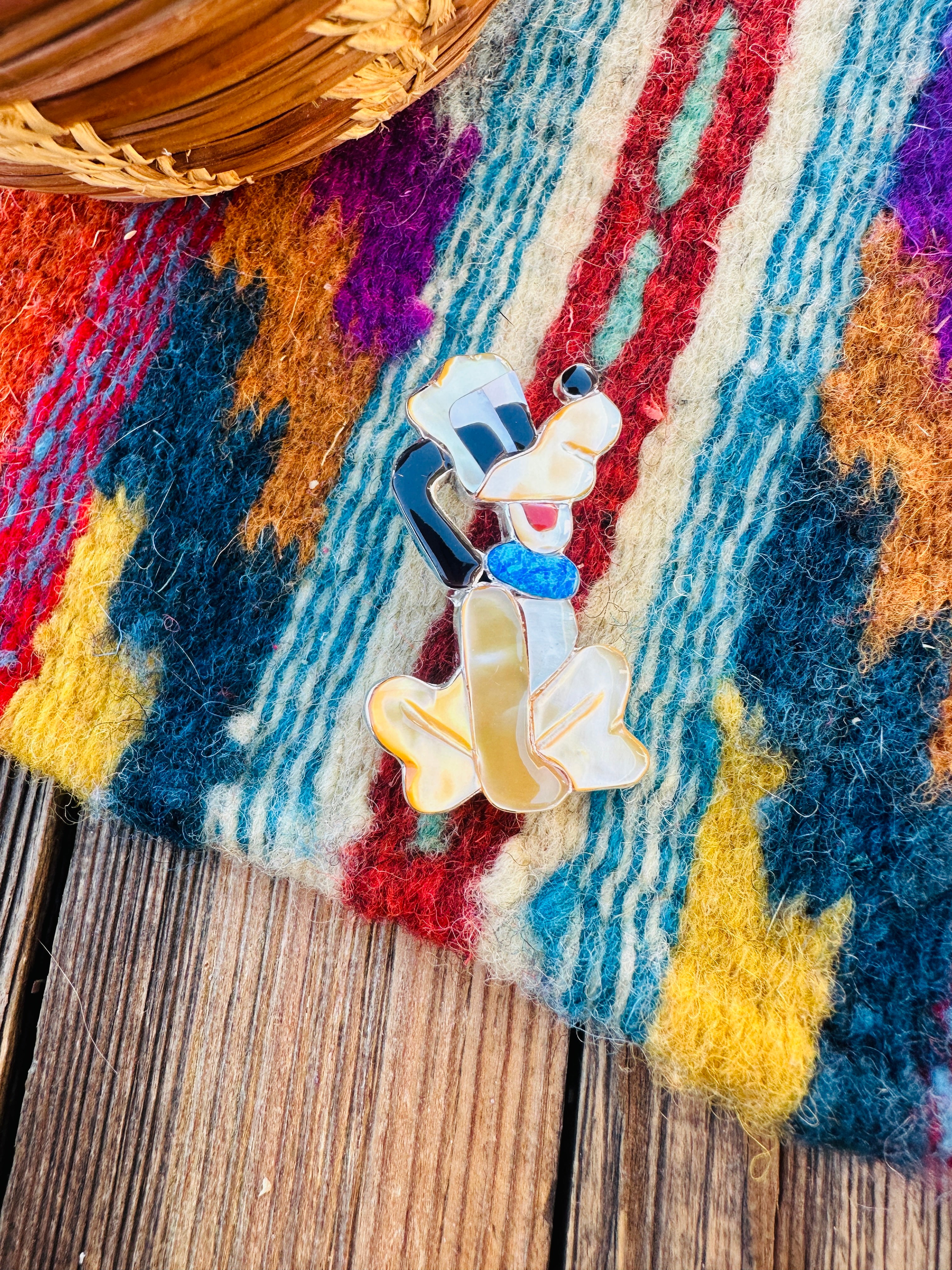 Handcrafted Sterling Silver and Multi Stone Character Brooch/ Pendant